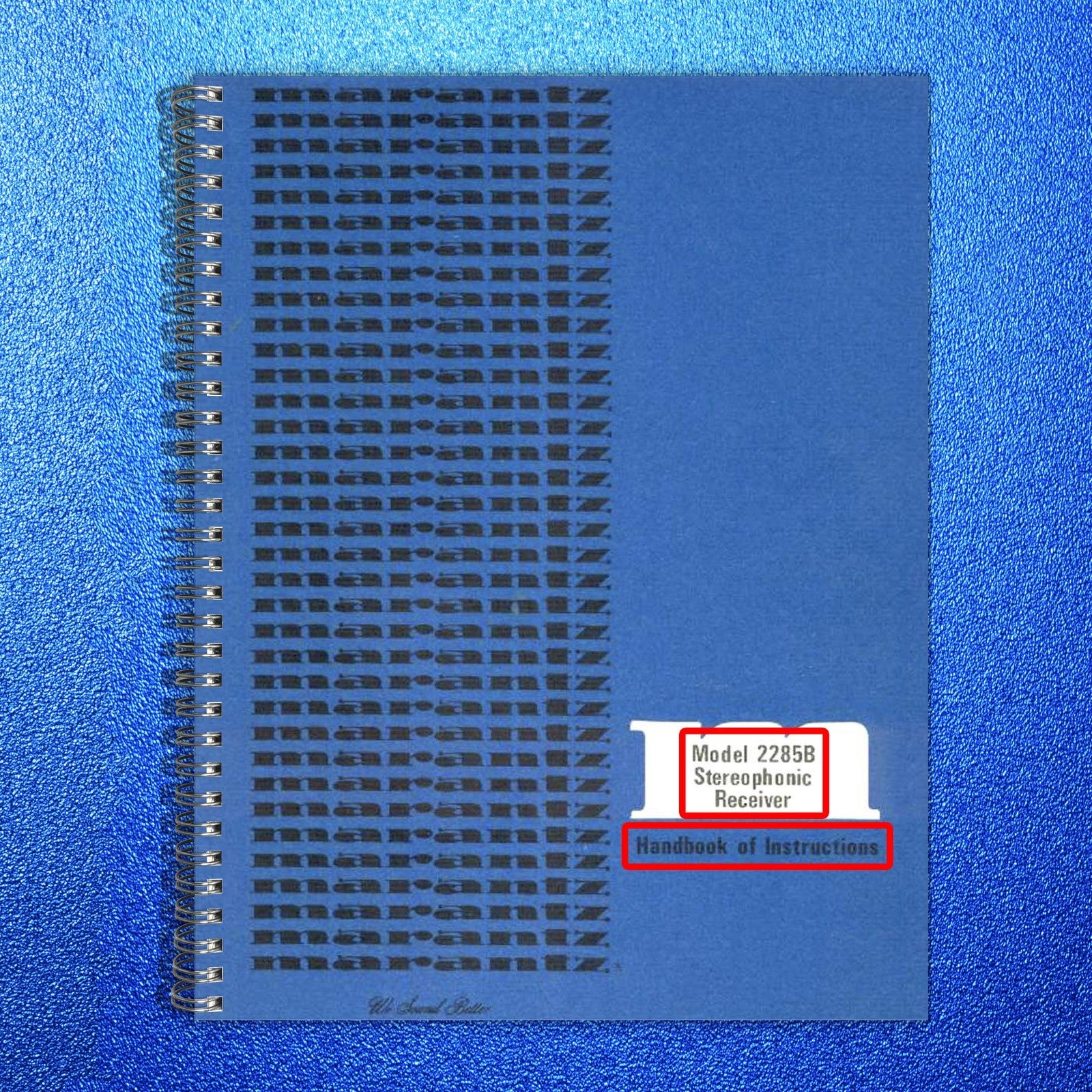 MARANTZ 2285B Operators & Service Manual BUNDLE - WIRE BOUND - TOUGH COVERS