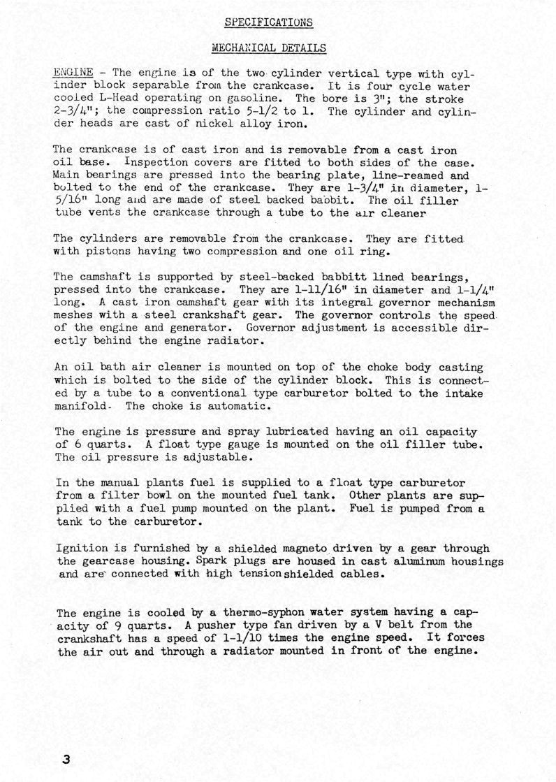 ONAN W3S 19 Generator Set Operators And Service Manual 1945 - WIRE BOUND