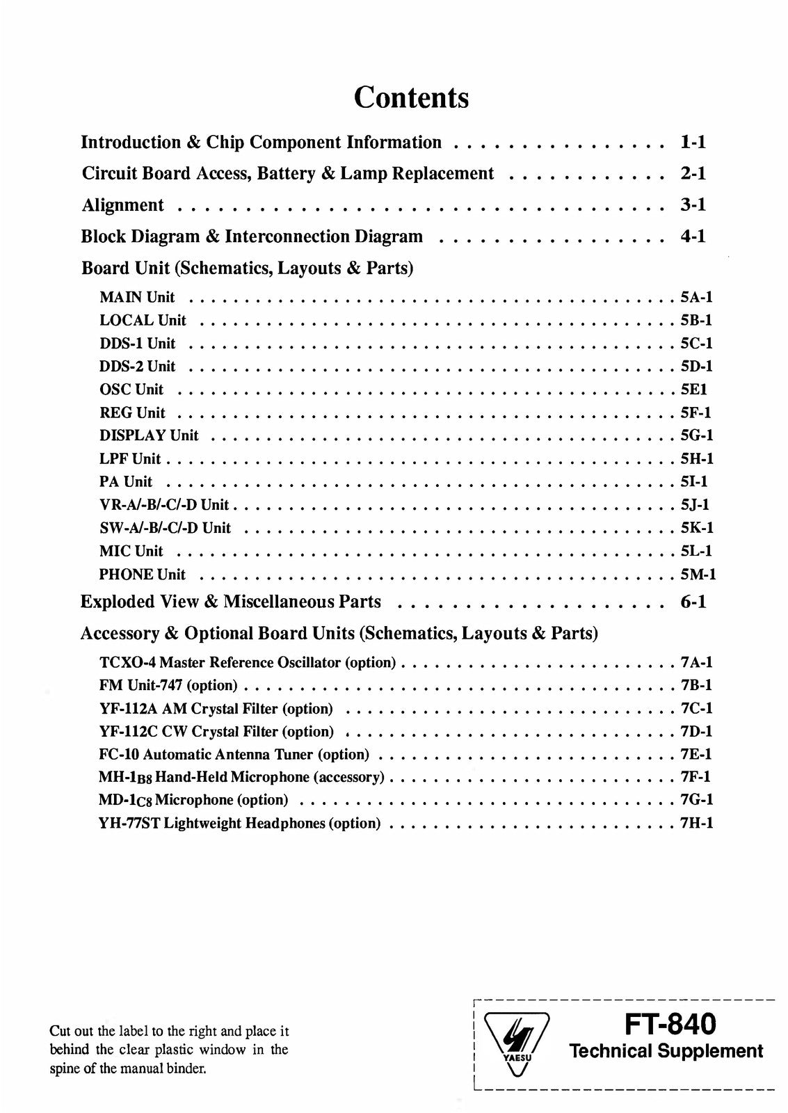 YAESU FT-840 HF Transceiver Service Manual - BOUND - COVERS - XL FOLDOUT PAGES