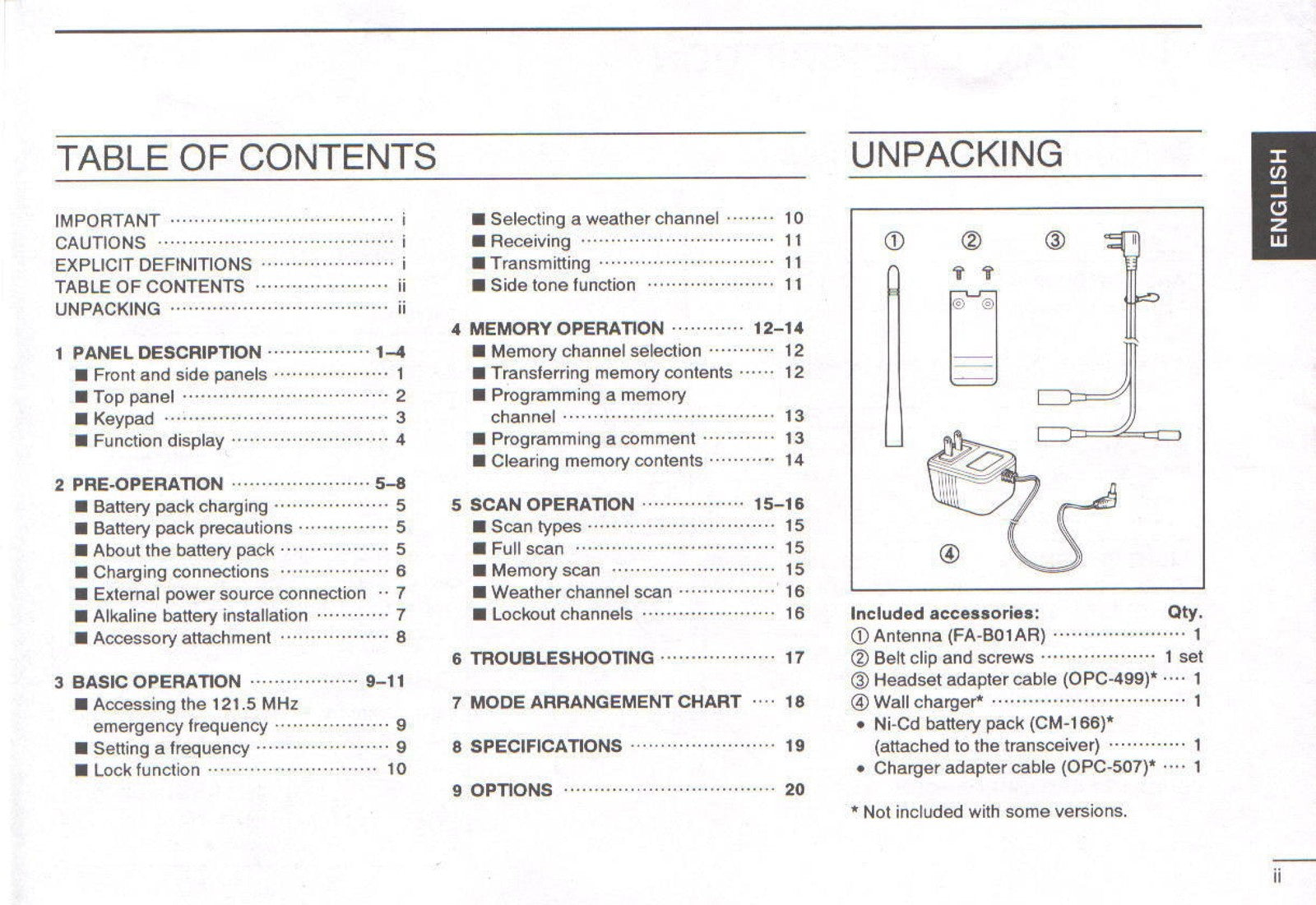 ICOM IC-A3 IC-A3E VHF Air Band Transceiver Instruction Manual - WIRE BOUND