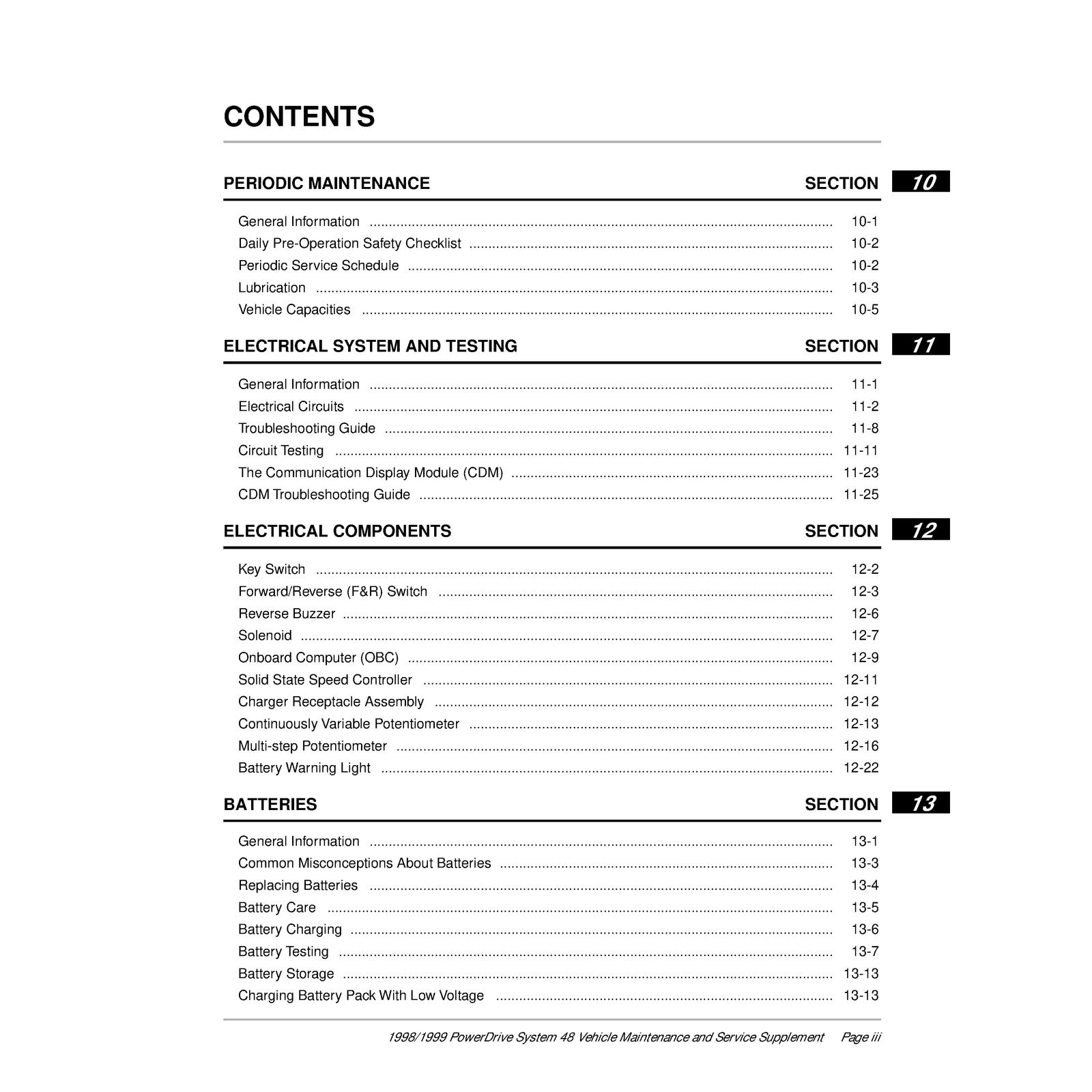 CLUB CAR PowerDrive System 48 Electric Vehicle Service Manual 1998 1999 - BOUND