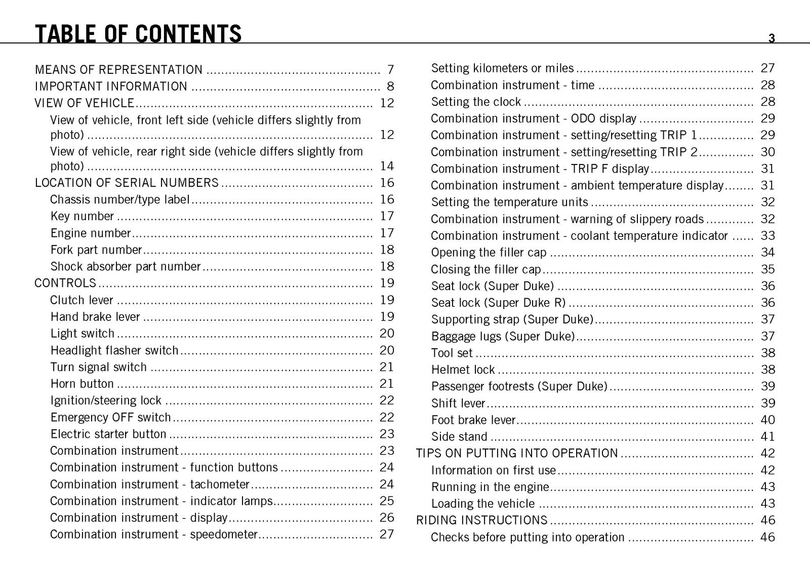KTM 990 Super Duke EU Owners Manual 2010 - STEEL WIRE BOUND - PROTECTIVE COVERS