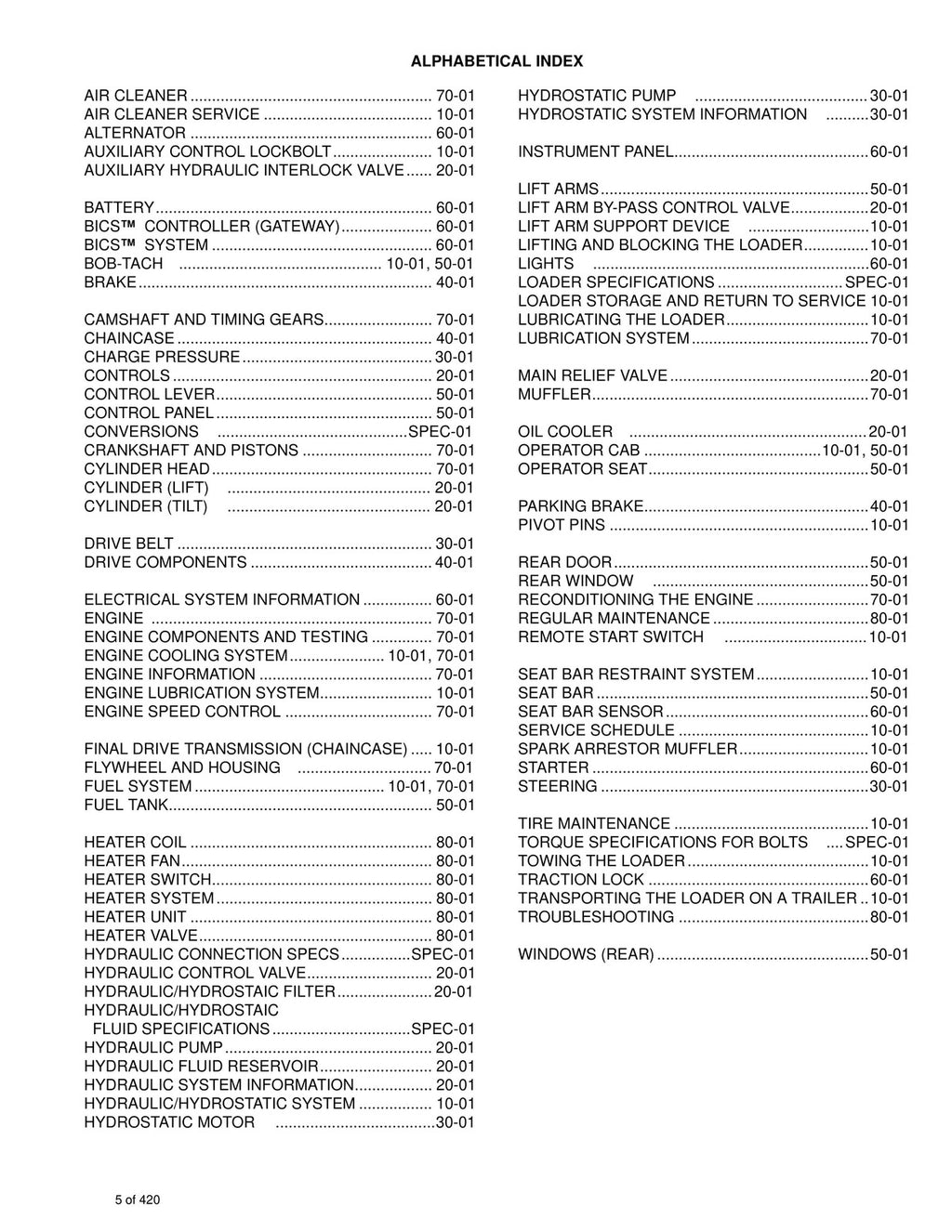 BOBCAT S79 Skid-Steer Loader SN A3W711001 and Up Service Manual, FOLDOUT PAGES