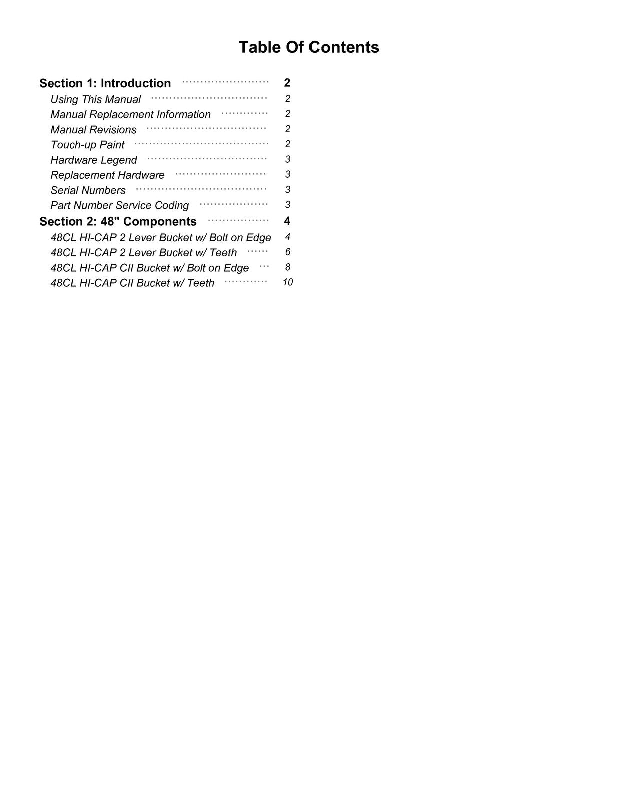 LAND PRIDE CL Series Compact Buckets Parts Manual 2025 - WIRE BOUND - COVERS