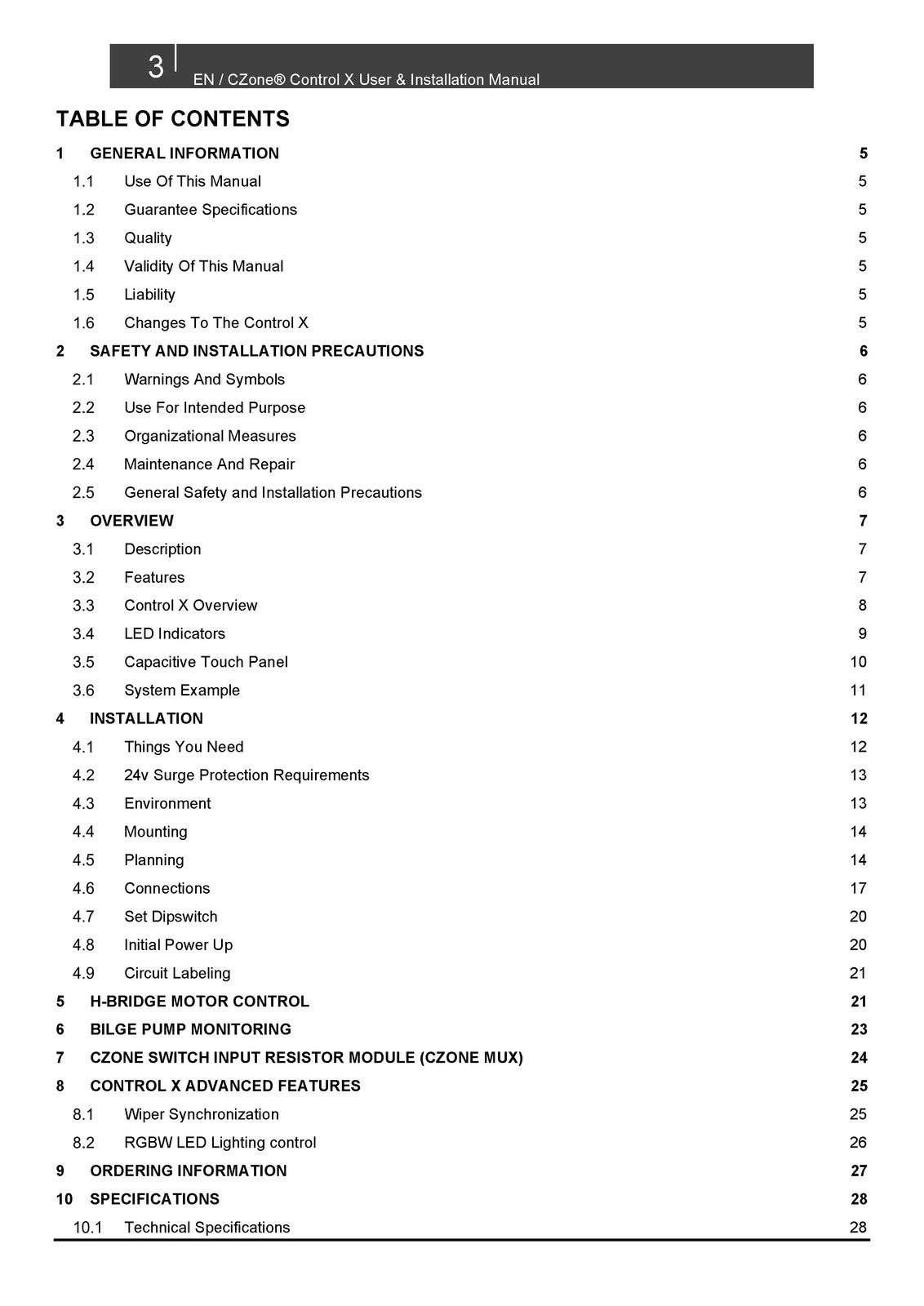BEP MARINE CZone Control X Control X PLUS User  Installation Manual 2021
