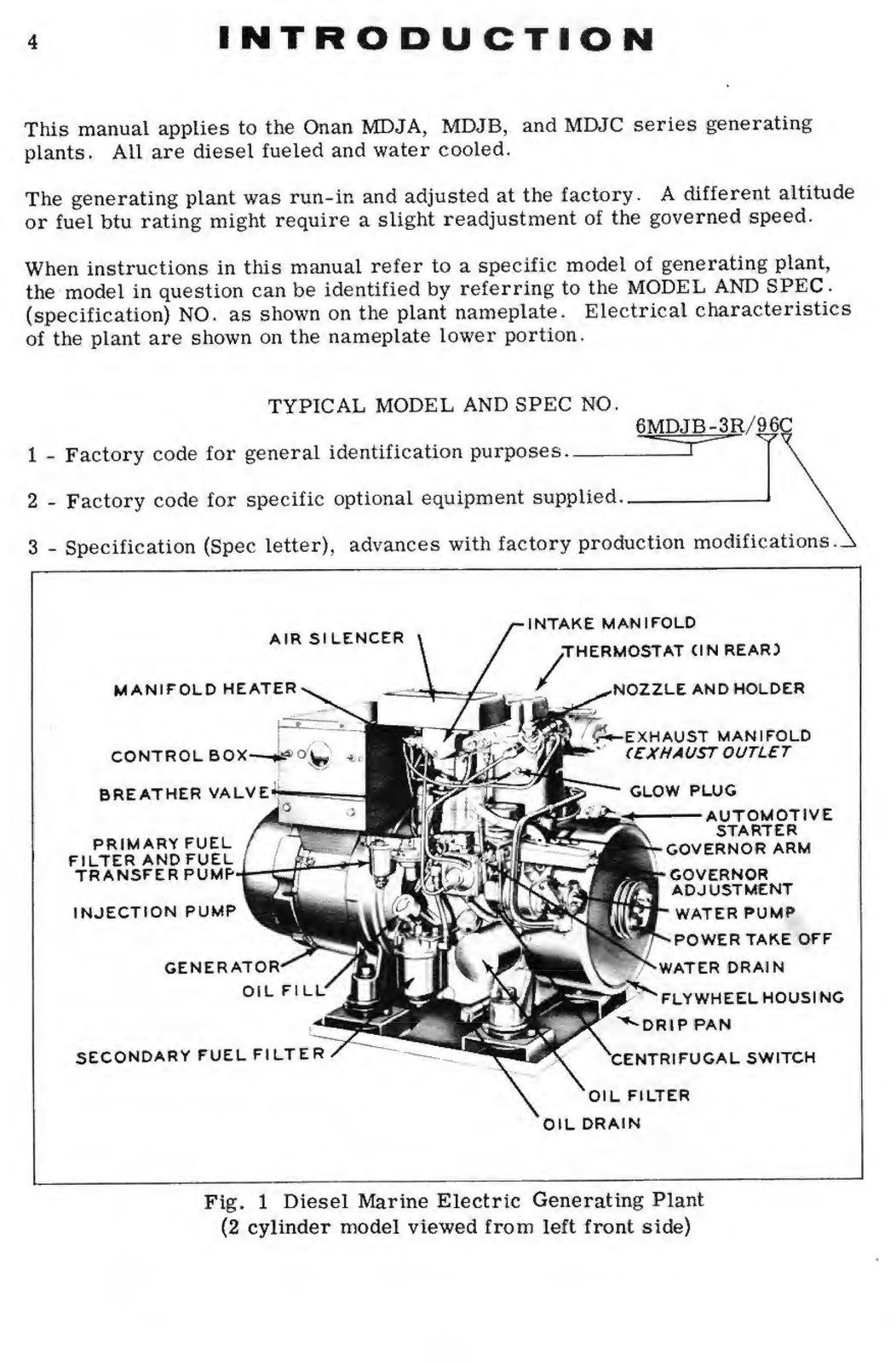 ONAN MDJA MDJB MDJC Marine Diesel Genset Operators Manual - WIRE BOUND - COVERS