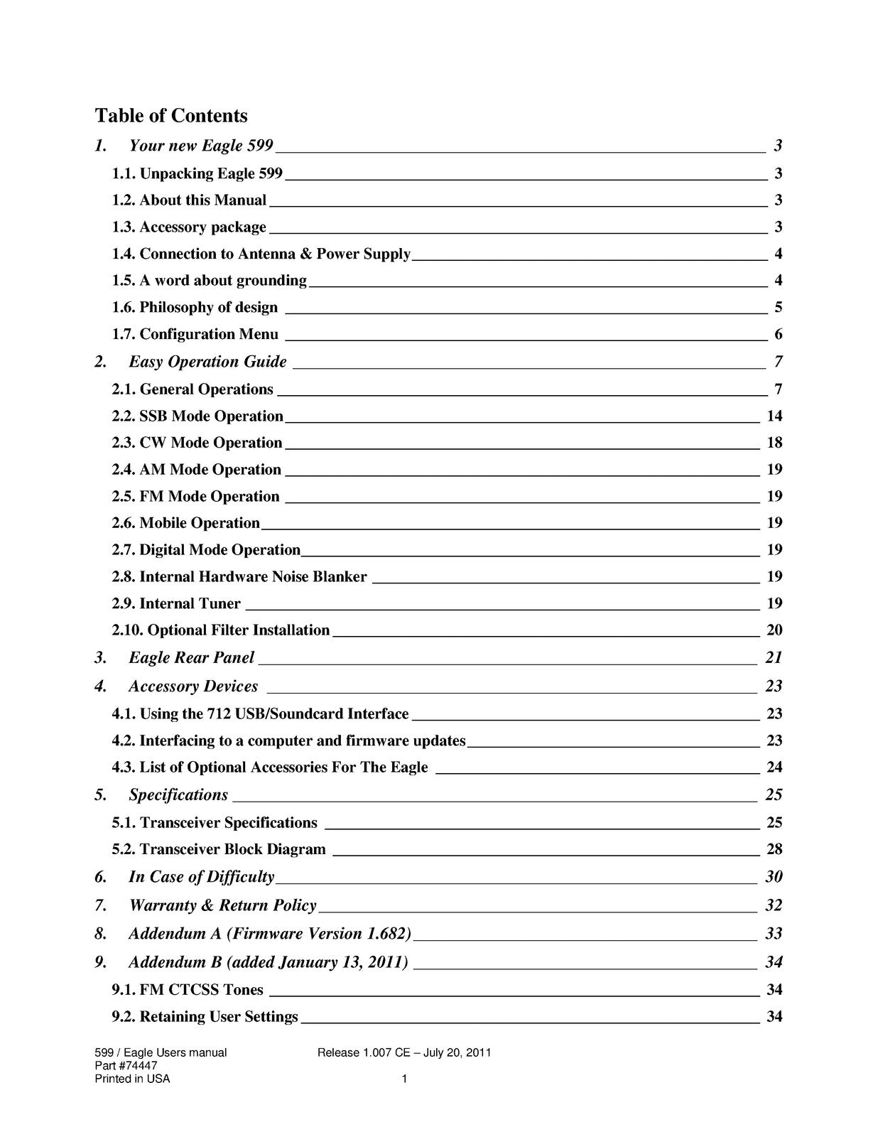 TEN TEC Eagle 599 User Manual - STEEL WIRE BOUND - PROTECTIVE COVERS