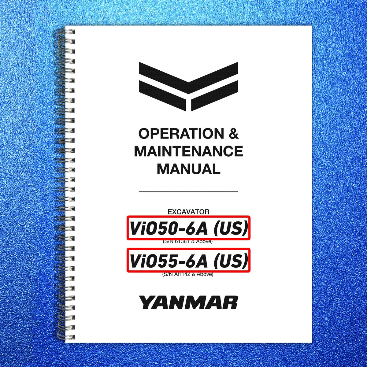 YANMAR ViO50-6A ViO55-6A Excavator Operators & Parts Manual BUNDLE - WIRE BOUND