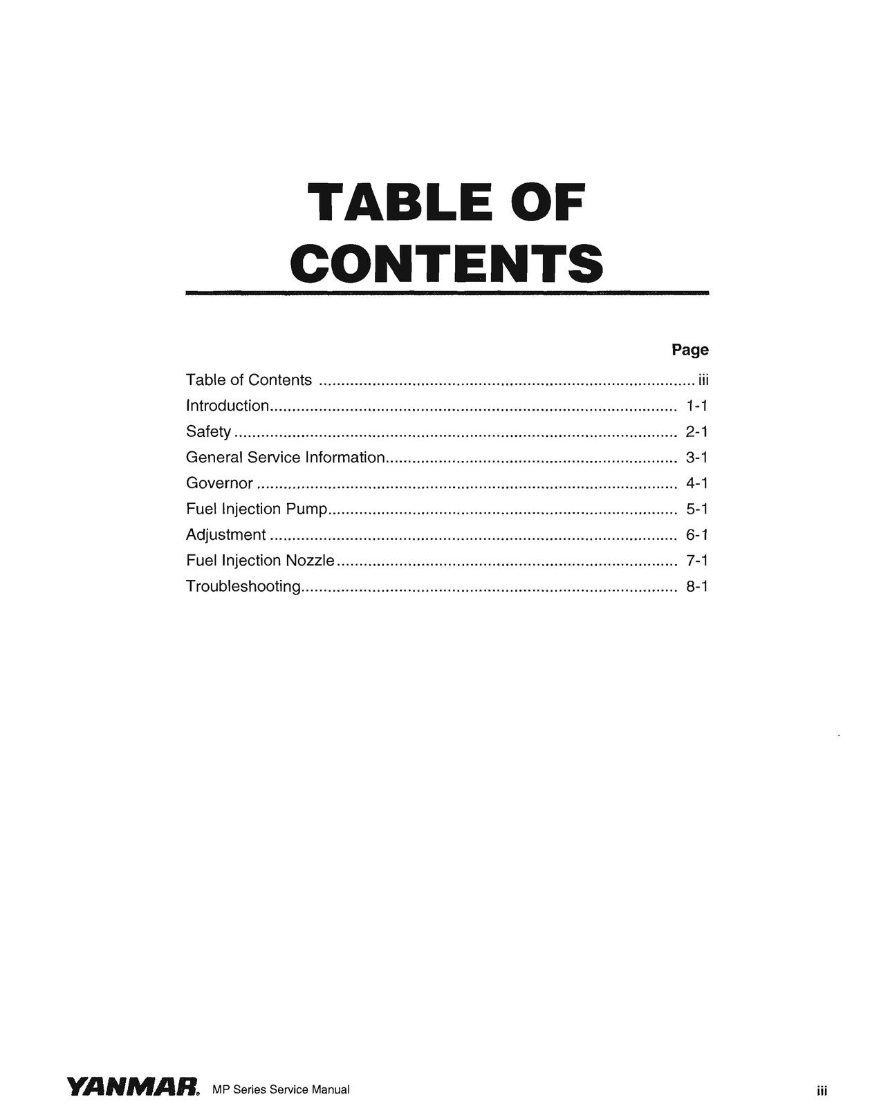 YANMAR MP Series Industrial Engines Service Manual - WIRE BOUND - TOUGH COVERS