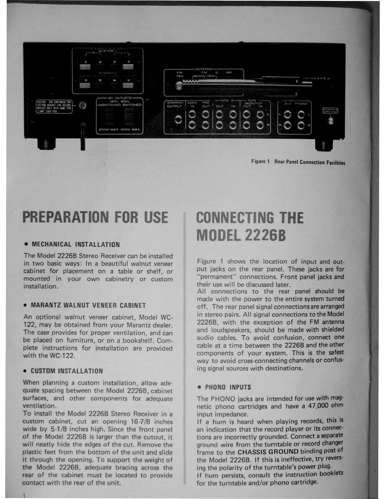 MARANTZ 2226B Stereophonic Receiver Handbook Of Instructions Manual - WIRE BOUND