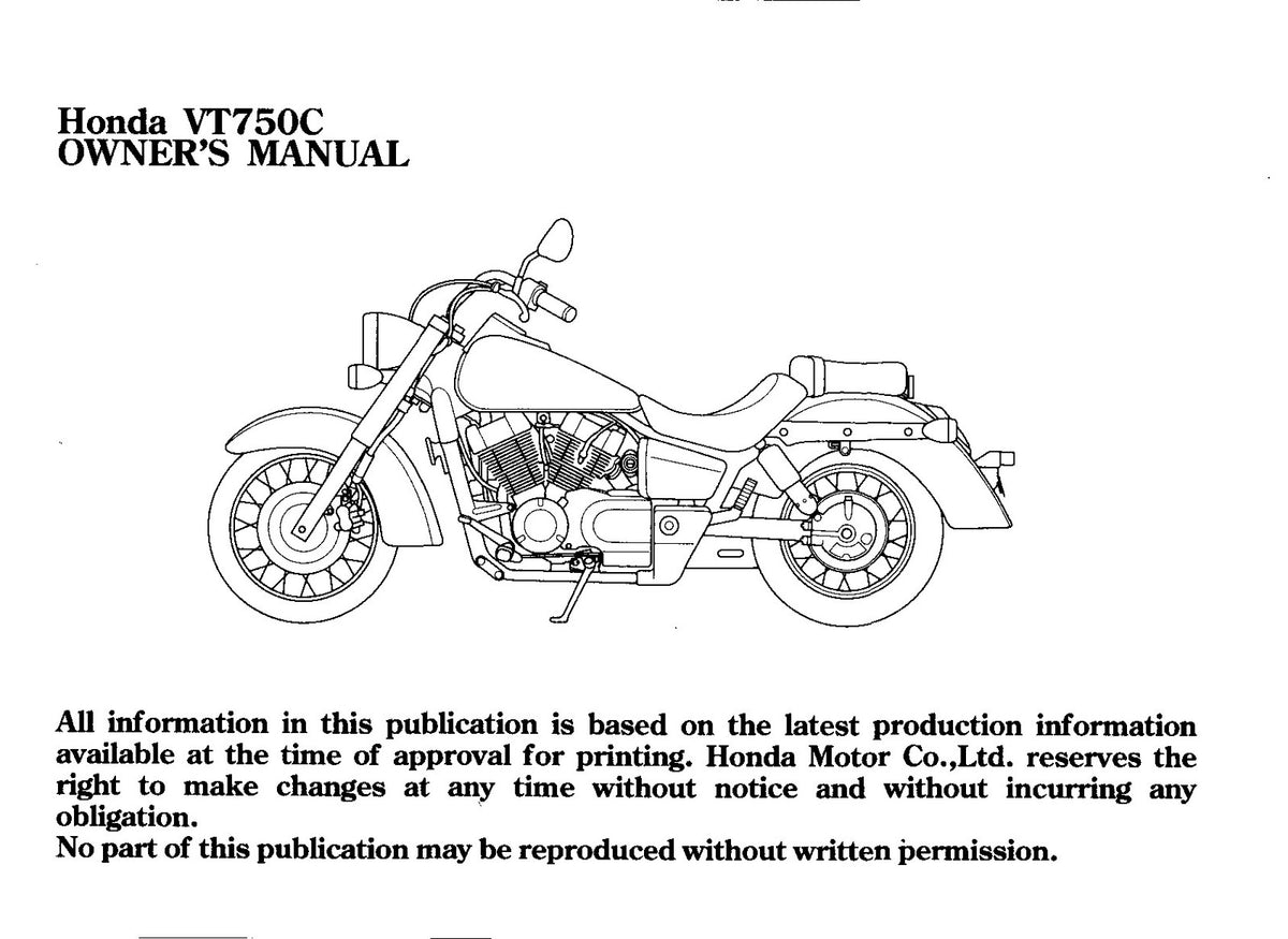 HONDA VT750C Owners Manual 2003 - BOUND - COVERS - XL FOLDOUT PAGES