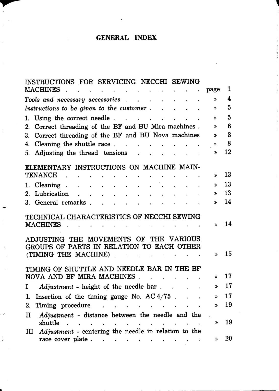 NECCHI Sewing Machines Service Manual - STEEL WIRE BOUND - PROTECTIVE COVERS