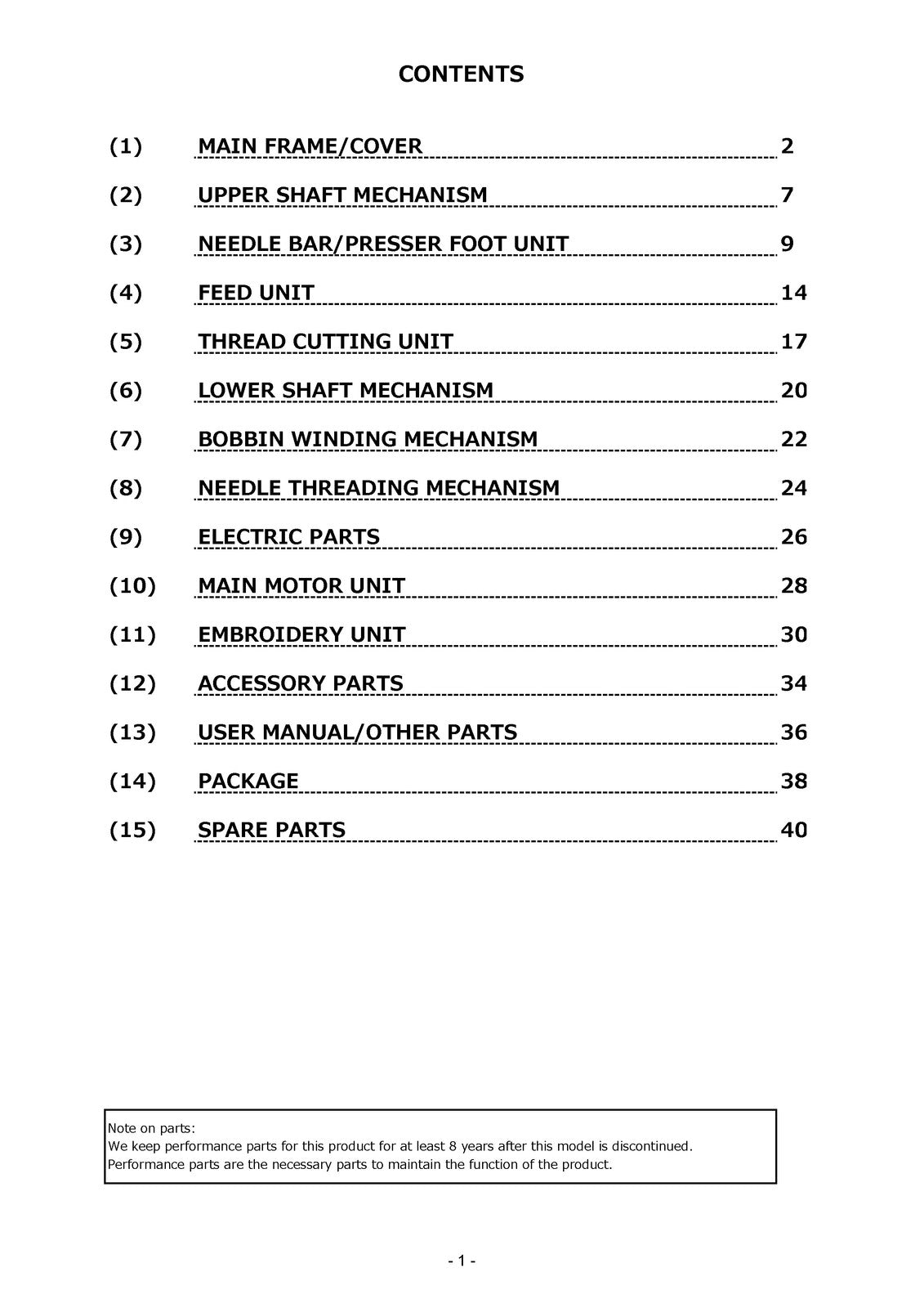 BROTHER BLPF Embroidery Machine Parts Reference List Manual 2019 - WIRE BOUND