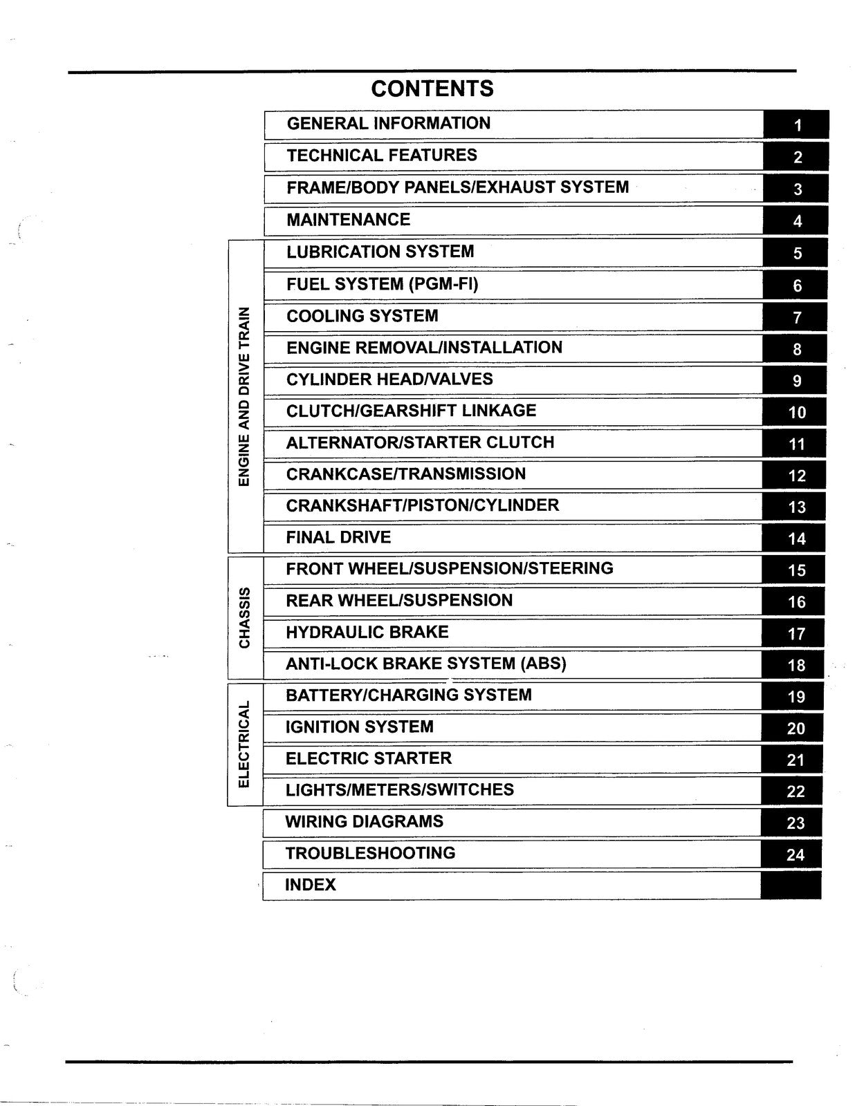 HONDA VFR1200F Motorcycle Service Manual - BOUND - COVERS - XL FOLDOUT PAGES