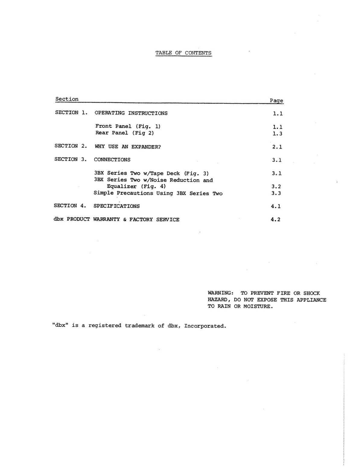 DBX 3BX Series Two 3 Band Dynamic Range Enhancer Instruction Manual - WIRE BOUND