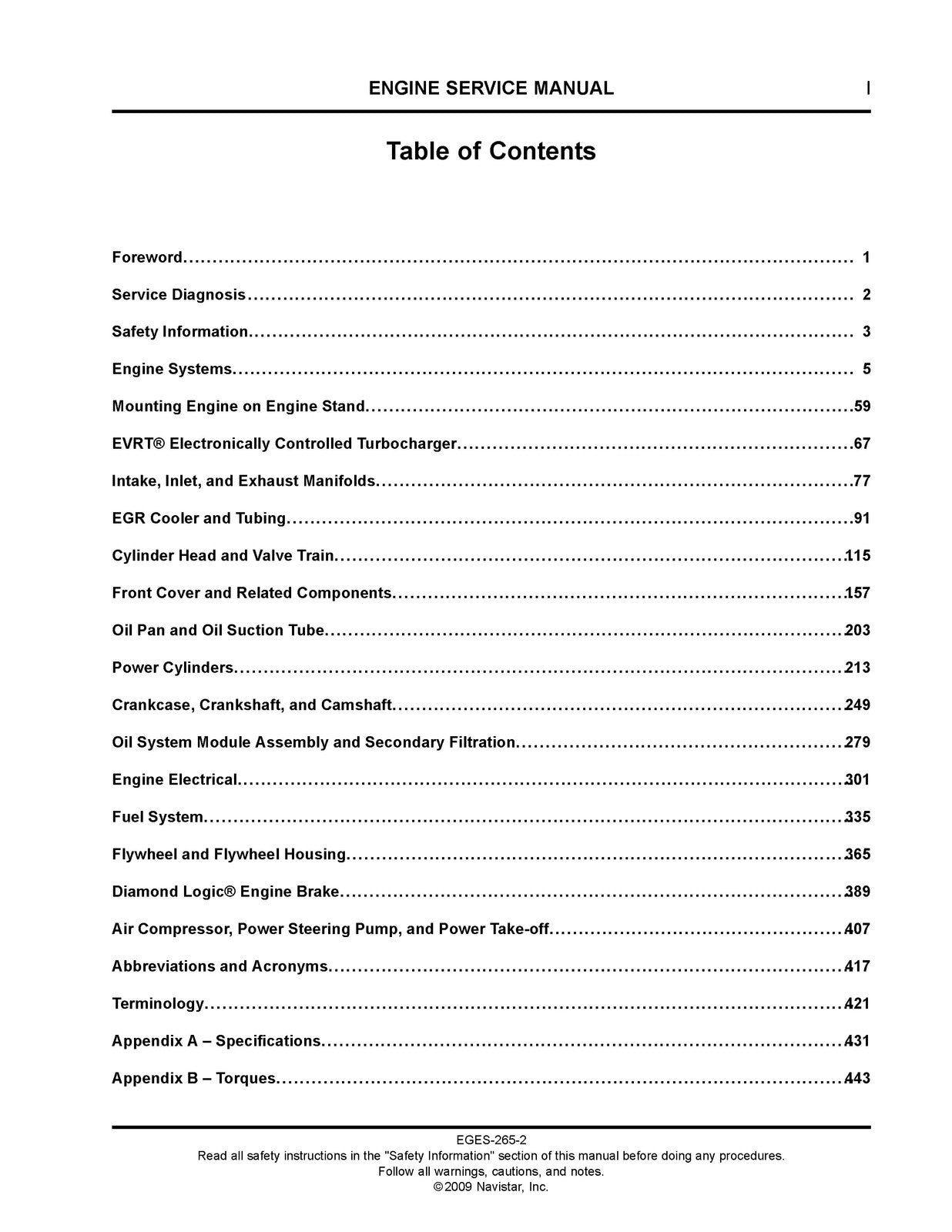 INTERNATIONAL DT 466 DT 570 HT 570 Diesel Engine Service Manual 2009 - BOUND