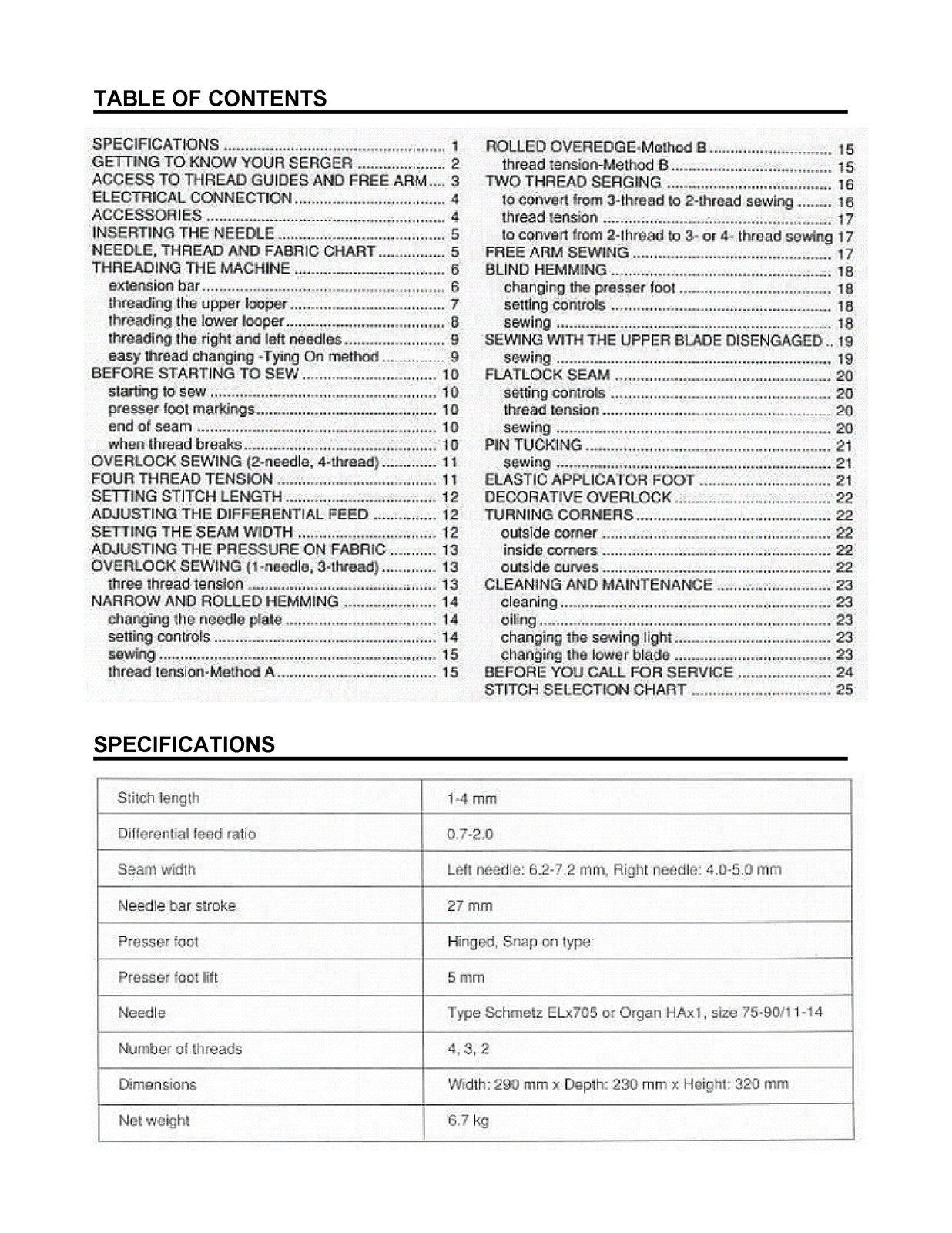 SIMPLICITY Frontier Serger Model SL390 SL370 Instruction Manual - WIRE BOUND