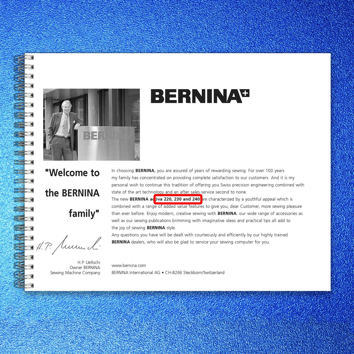 BERNINA Activa 125S 135S 145S 210 220 230 240 Operators & Service Manual BUNDLE