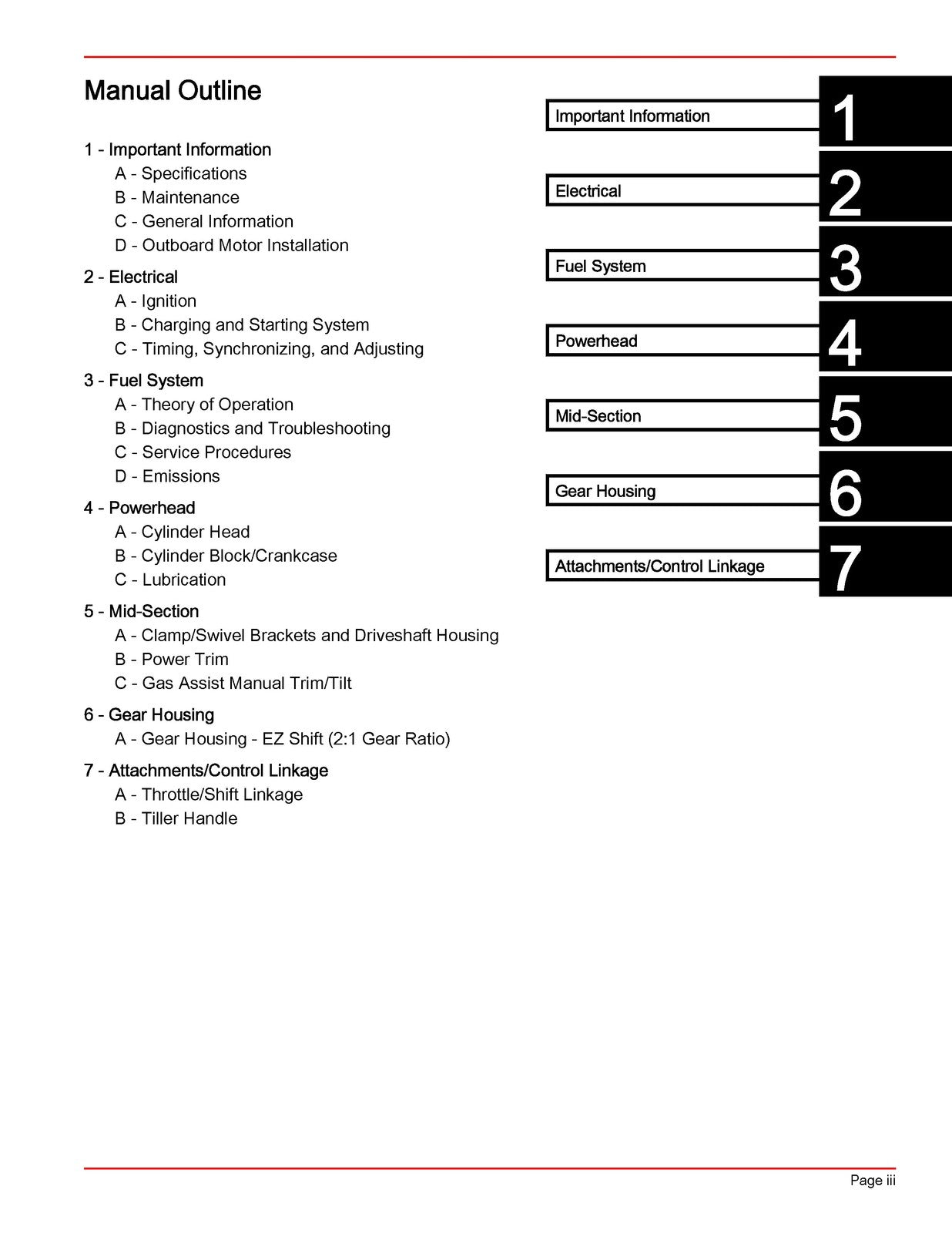 MERCURY 40 30 BigFoot EFI FourStroke 3 Service Manual 2010 SN 1C104334 Up