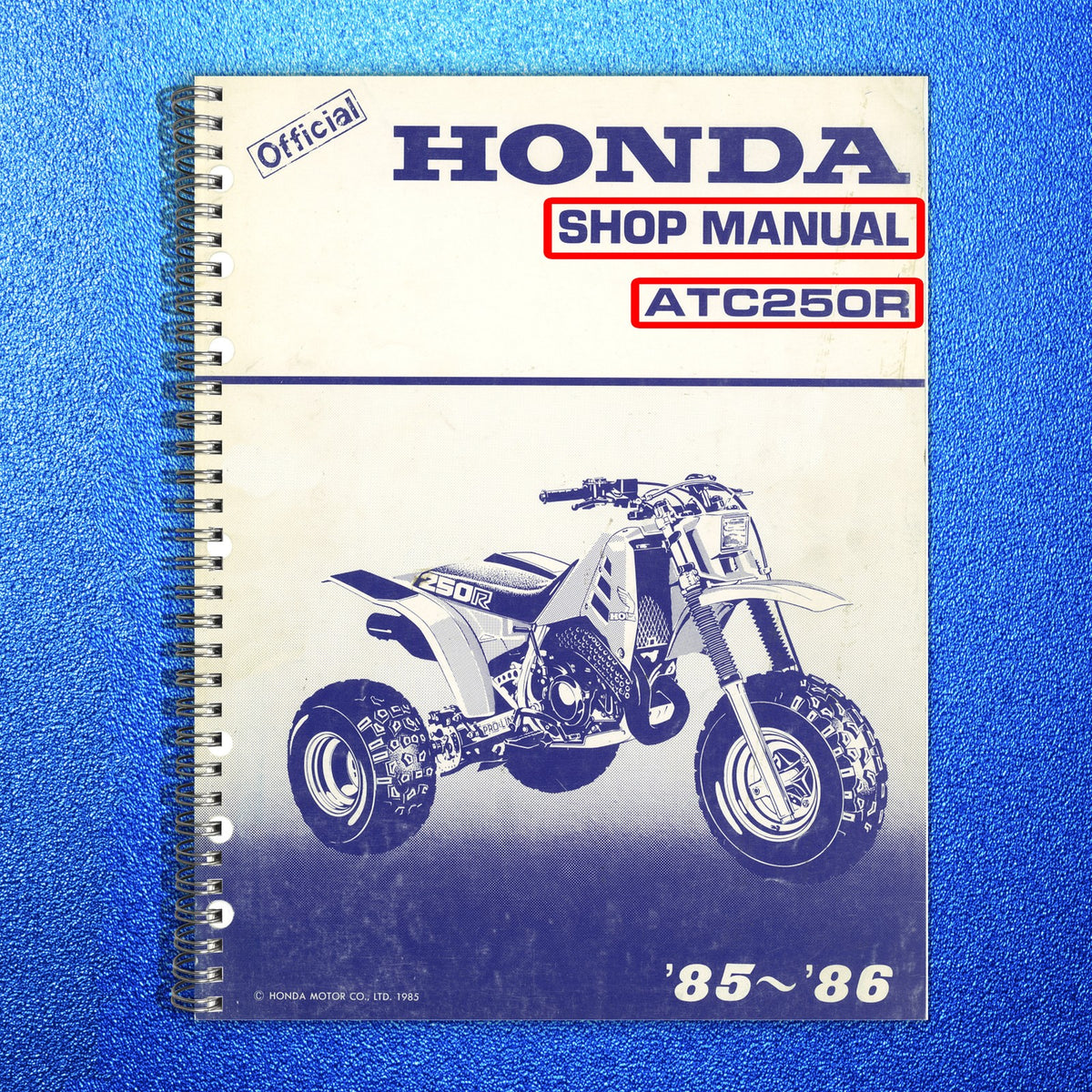 HONDA ATC250R Service & Operators Manual BUNDLE - WIRE BOUND - TOUGH COVERS