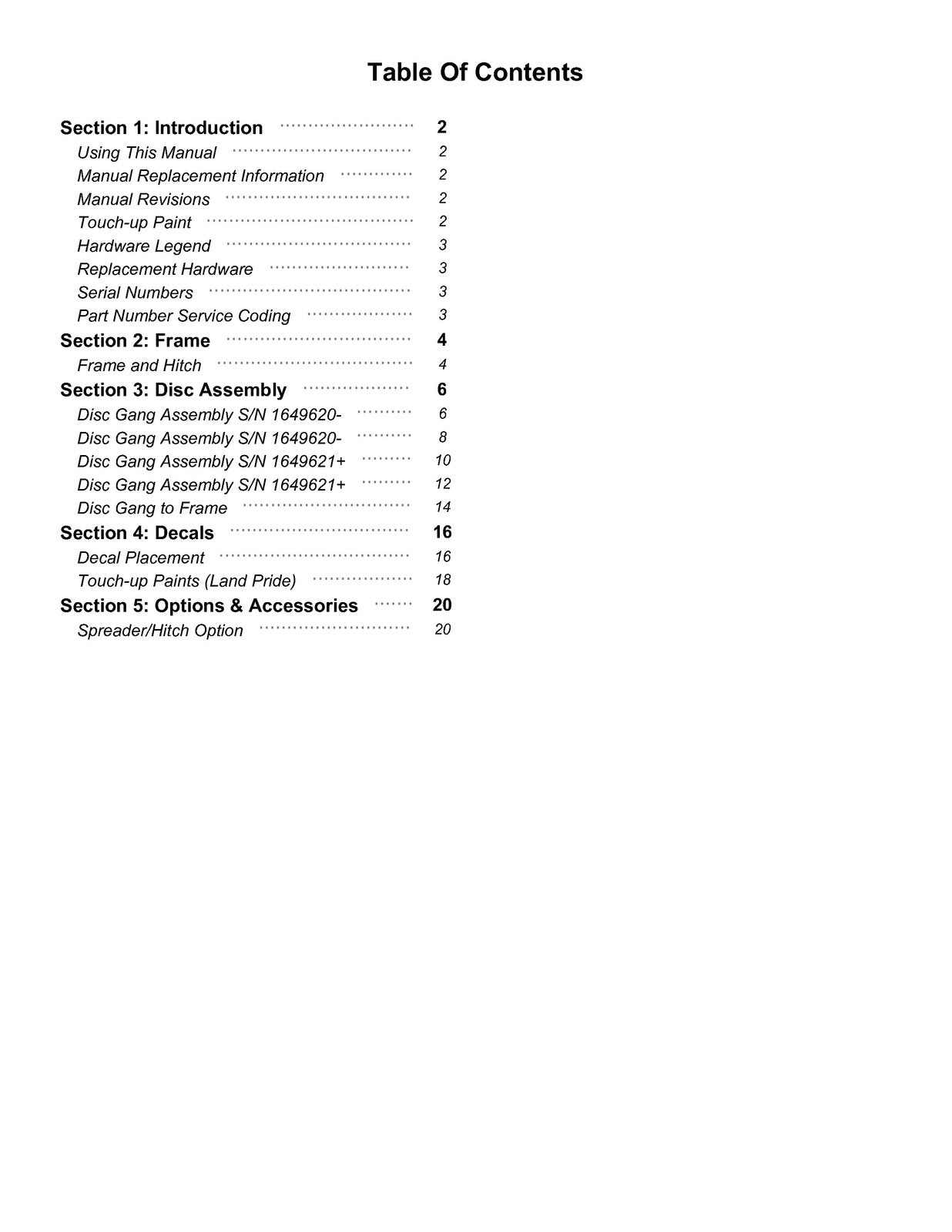 LAND PRIDE DH10 Series Disc Harrows Parts Manual 2026 - WIRE BOUND - COVERS