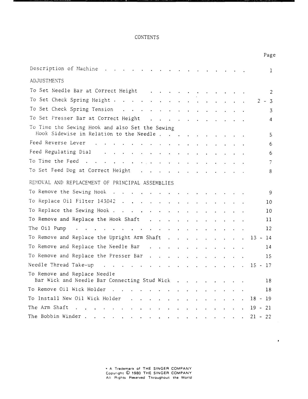 SINGER 191D Sewing Machine Service Manual - STEEL WIRE BOUND - PROTECTIVE COVERS