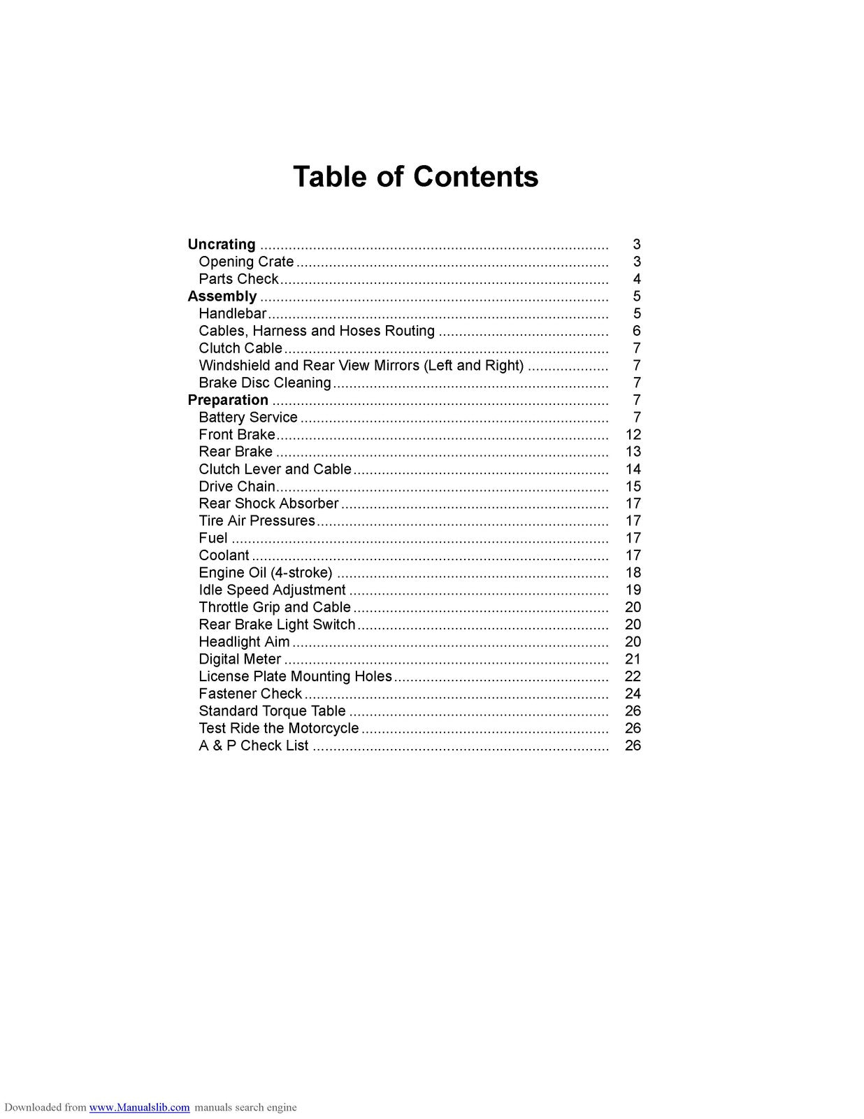KAWASAKI Ninja 300 Ninja 300 ABS Motorcycle Assembly And Preparation Manual