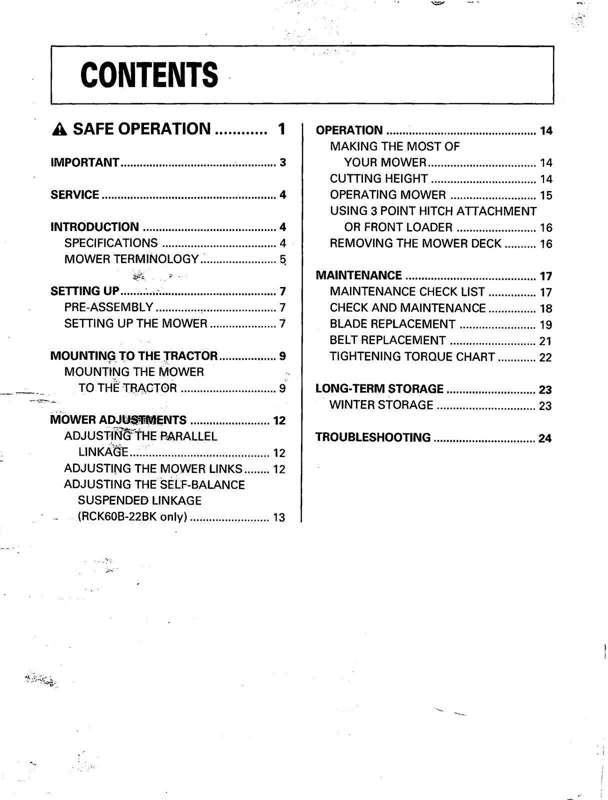 KUBOTA RCK48-15BX RCK54-15BX  More Rotary Mower Operators Manual - WIRE BOUND