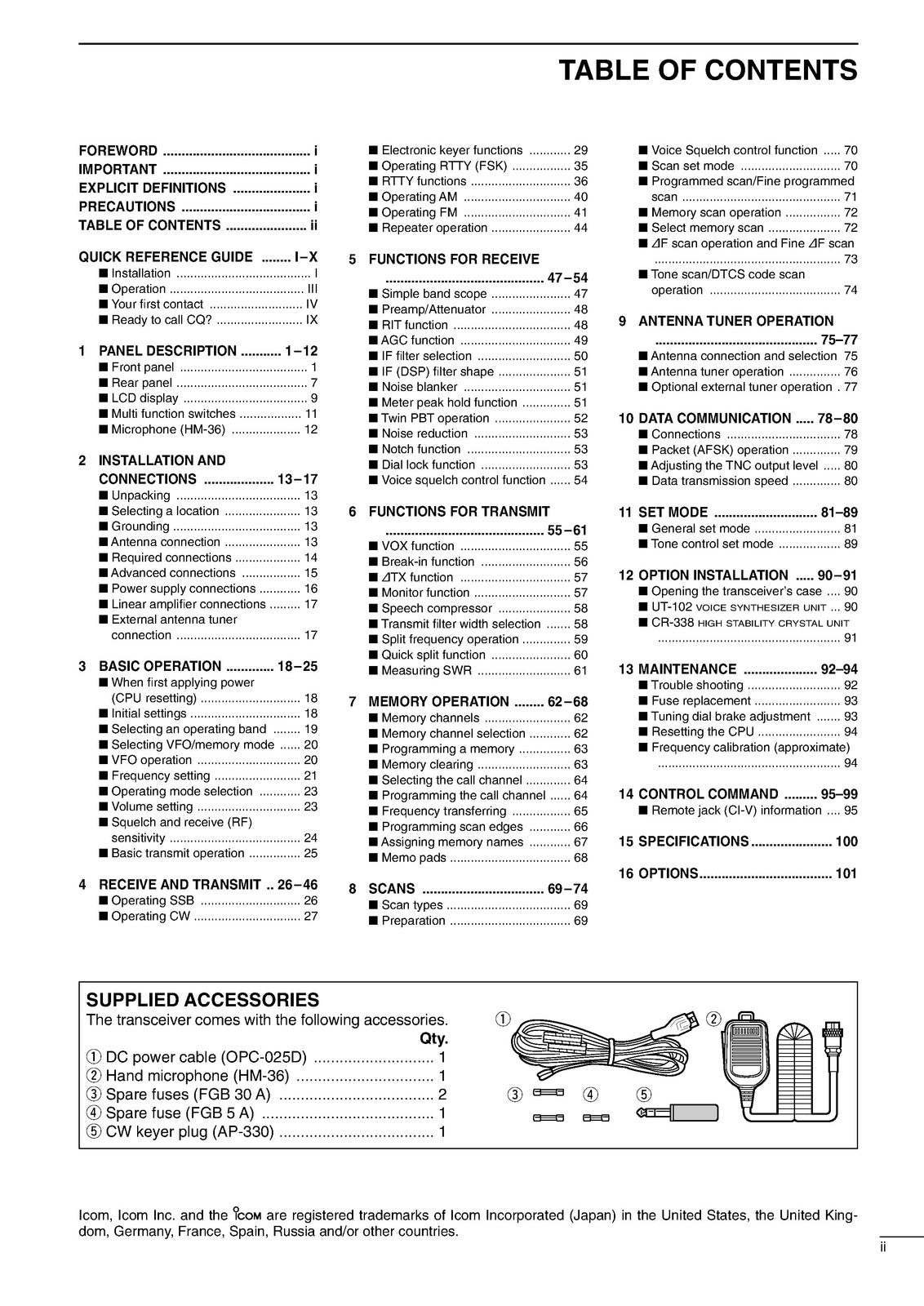 ICOM IC-746PRO HF VHF All Mode Transceiver Instruction Manual - WIRE BOUND