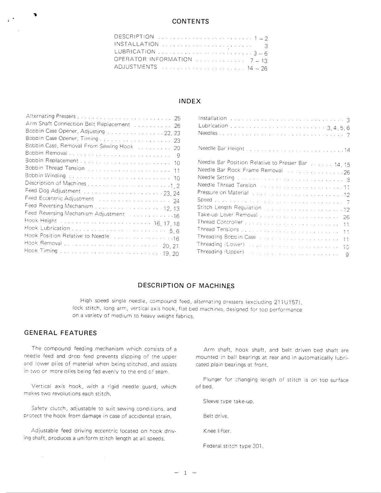 SINGER 211U 157A 165 166 566 Sewing Machine Service Manual - WIRE BOUND - COVERS