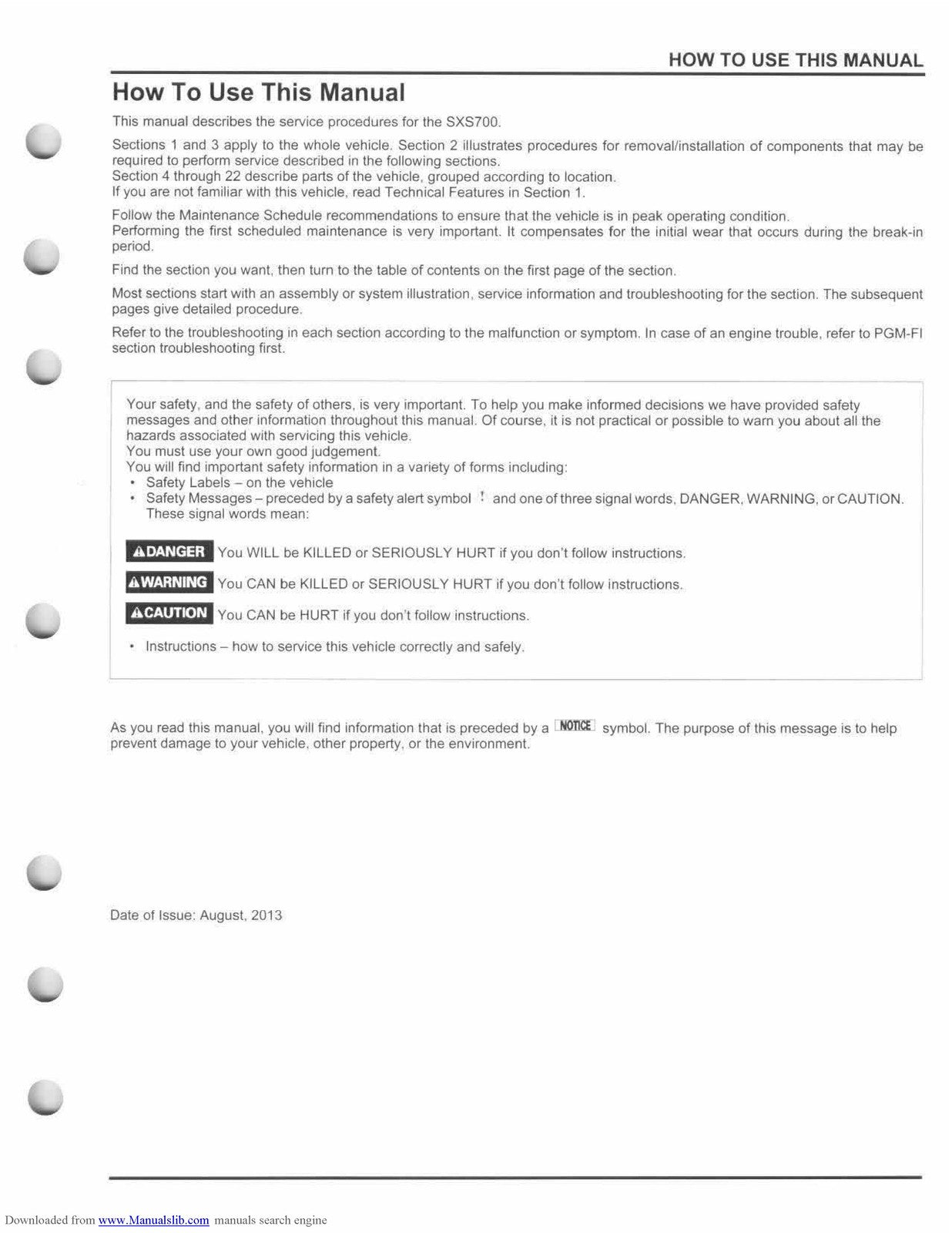 HONDA Pioneer 700 SXS700 Side-by-Side Service Manual 2014 - WIRE BOUND - COVERS