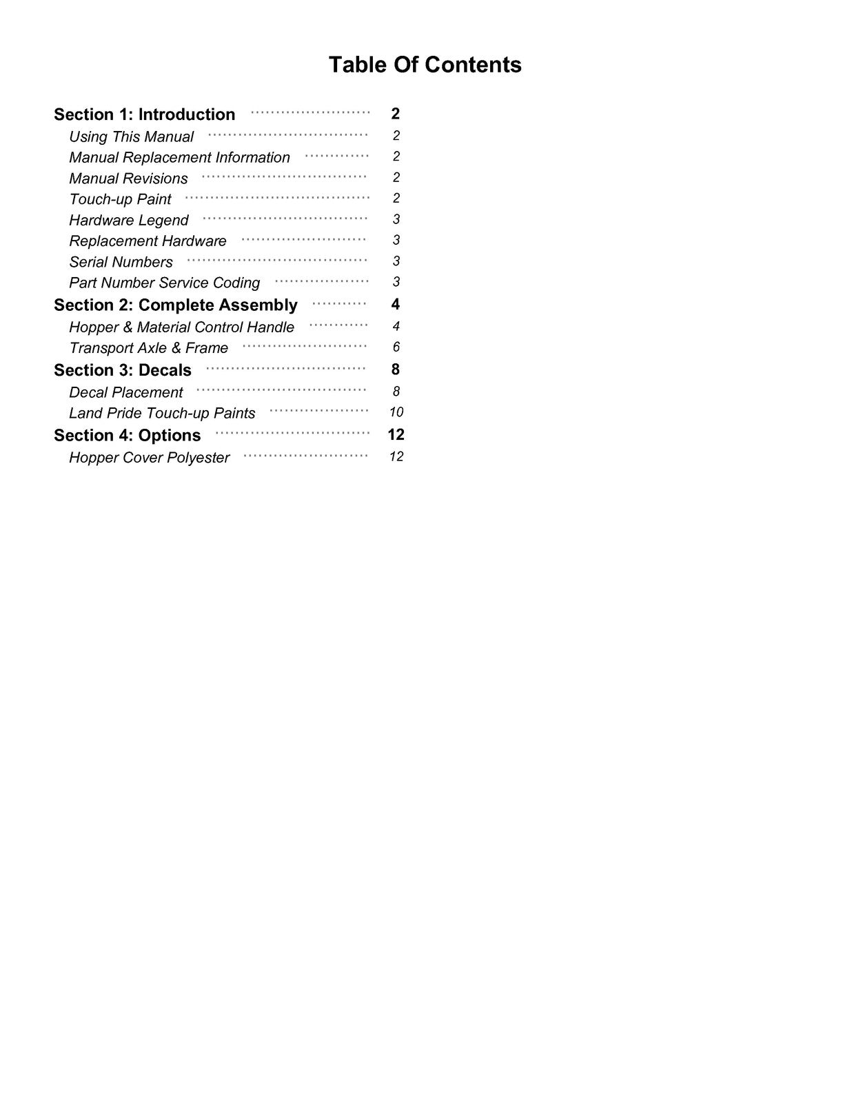 LAND PRIDE PTS Series Pull-type Spreaders Parts Manual 2025 - WIRE BOUND