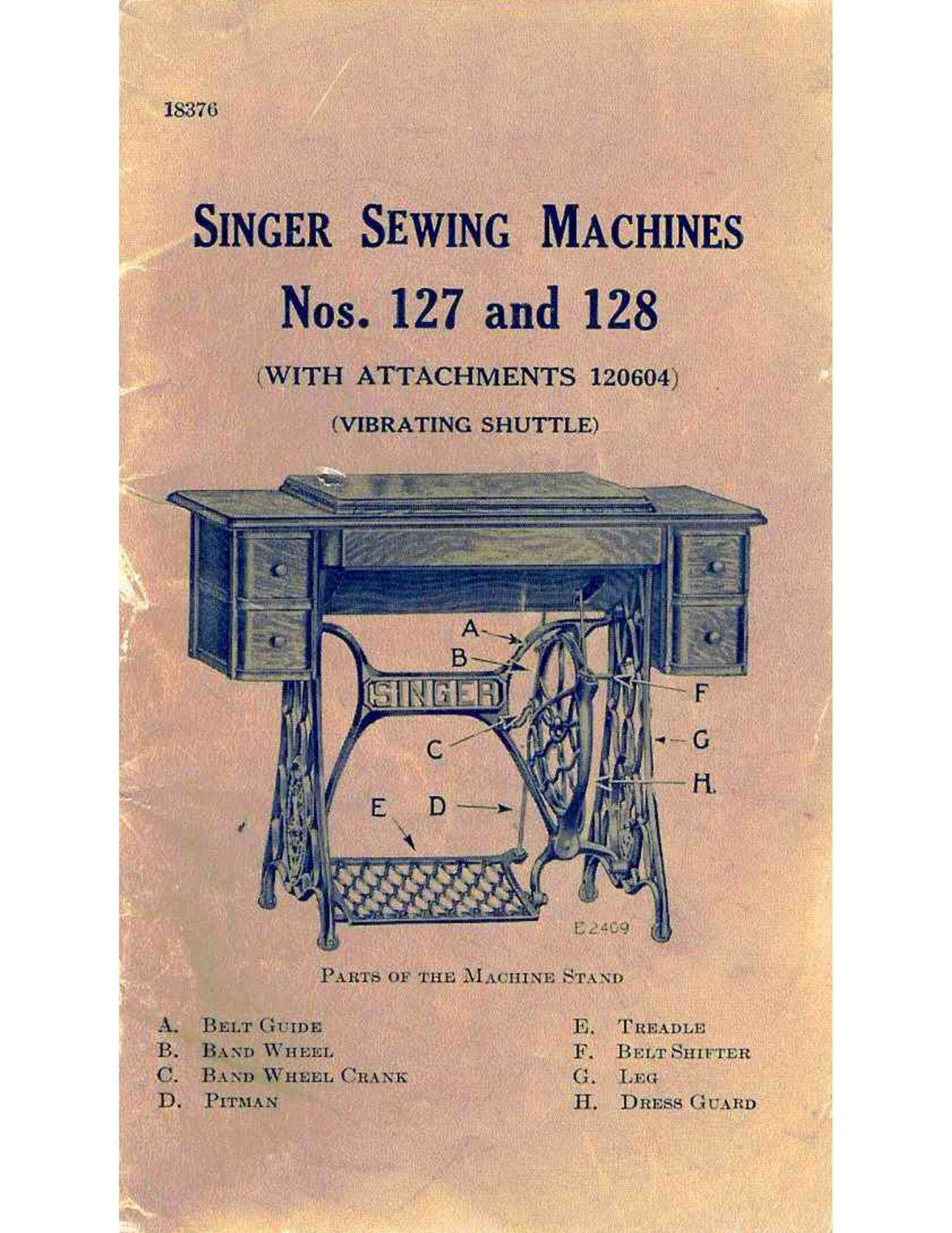 SINGER 127 128 Sewing Machine Instruction Manual - WIRE BOUND - TOUGH COVERS