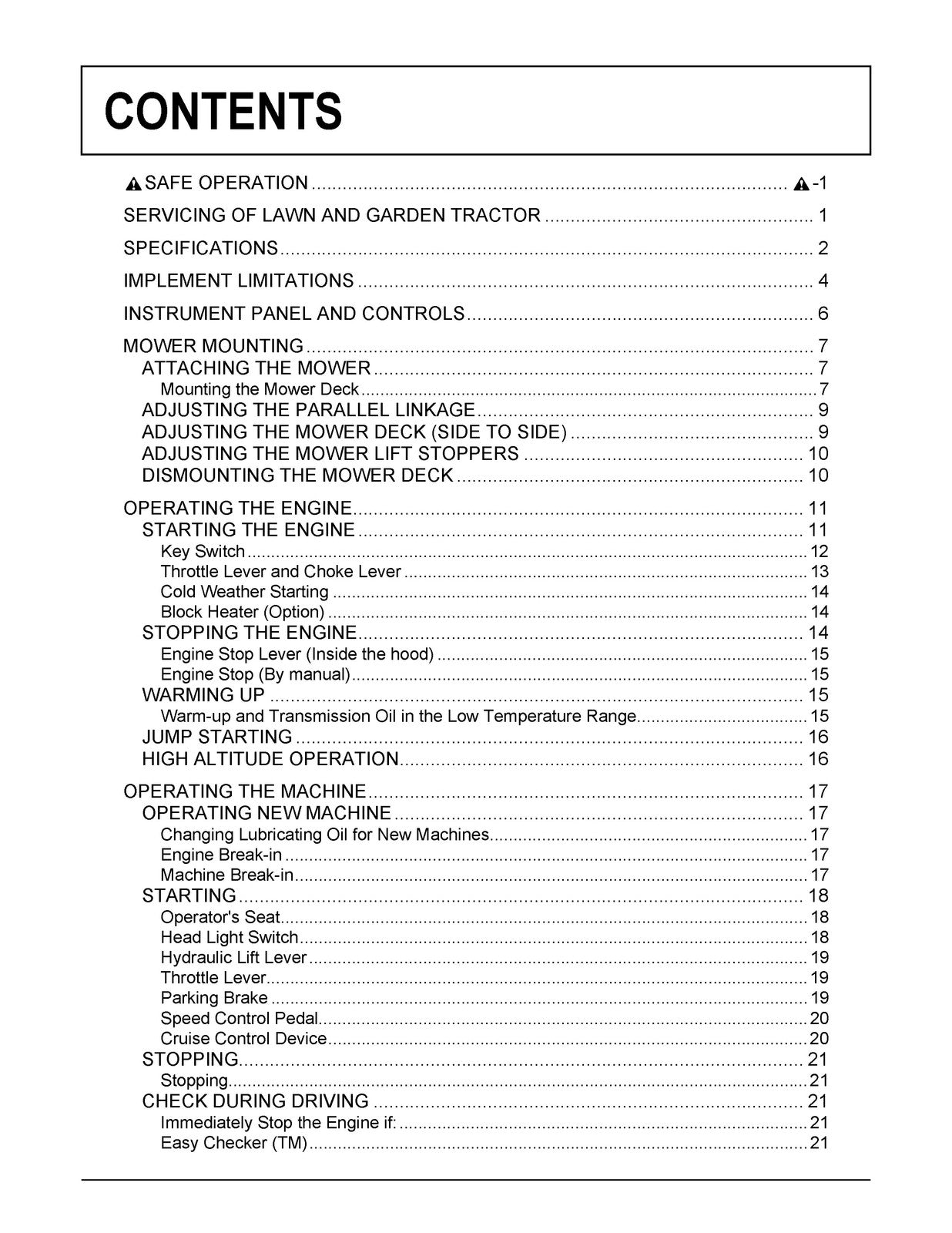 KUBOTA GR2020G GR2120 GR2120AU Operators Manual 2017 - BOUND - COVERS - FOLDOUTS
