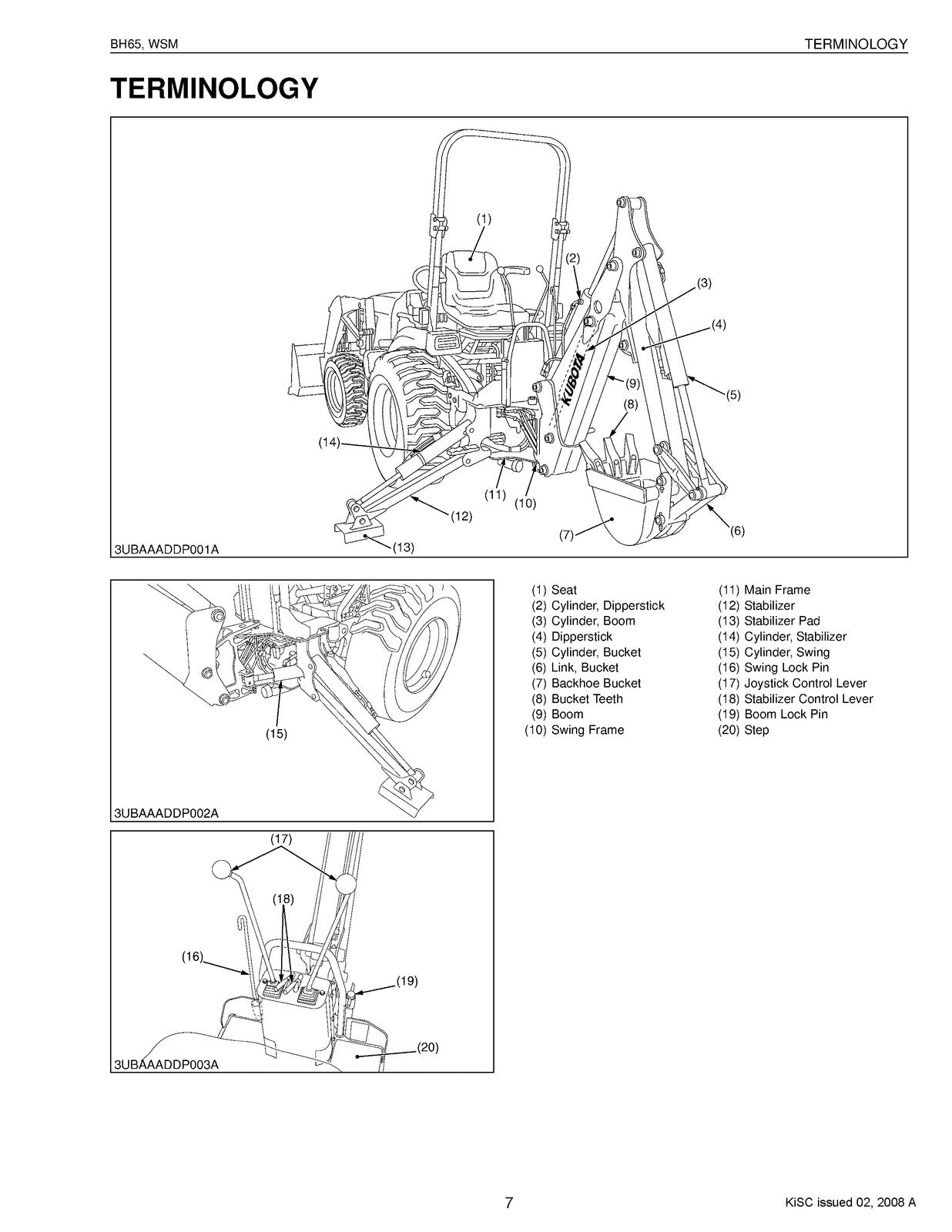 KUBOTA BH65 Backhoe Workshop Manual 2008 - STEEL WIRE BOUND - PROTECTIVE COVERS