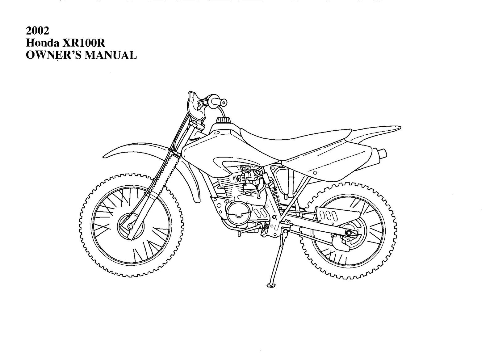 HONDA 2002 XR100R Owners Manual - STEEL WIRE BOUND - PROTECTIVE COVERS