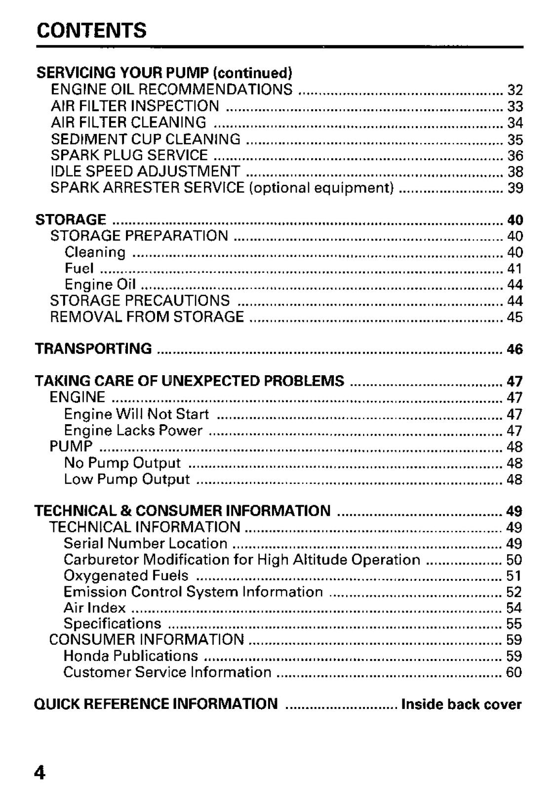 HONDA Water Pump Owners Manual - STEEL WIRE BOUND - PROTECTIVE COVERS