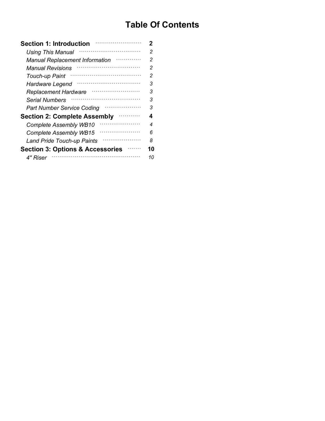 LAND PRIDE WB10 WB15 Series Weight Box Parts Manual 2025 - WIRE BOUND - COVERS