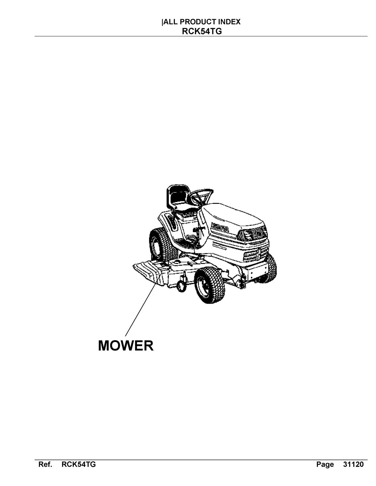 KUBOTA RCK54TG Parts Manual - STEEL WIRE BOUND - PROTECTIVE COVERS