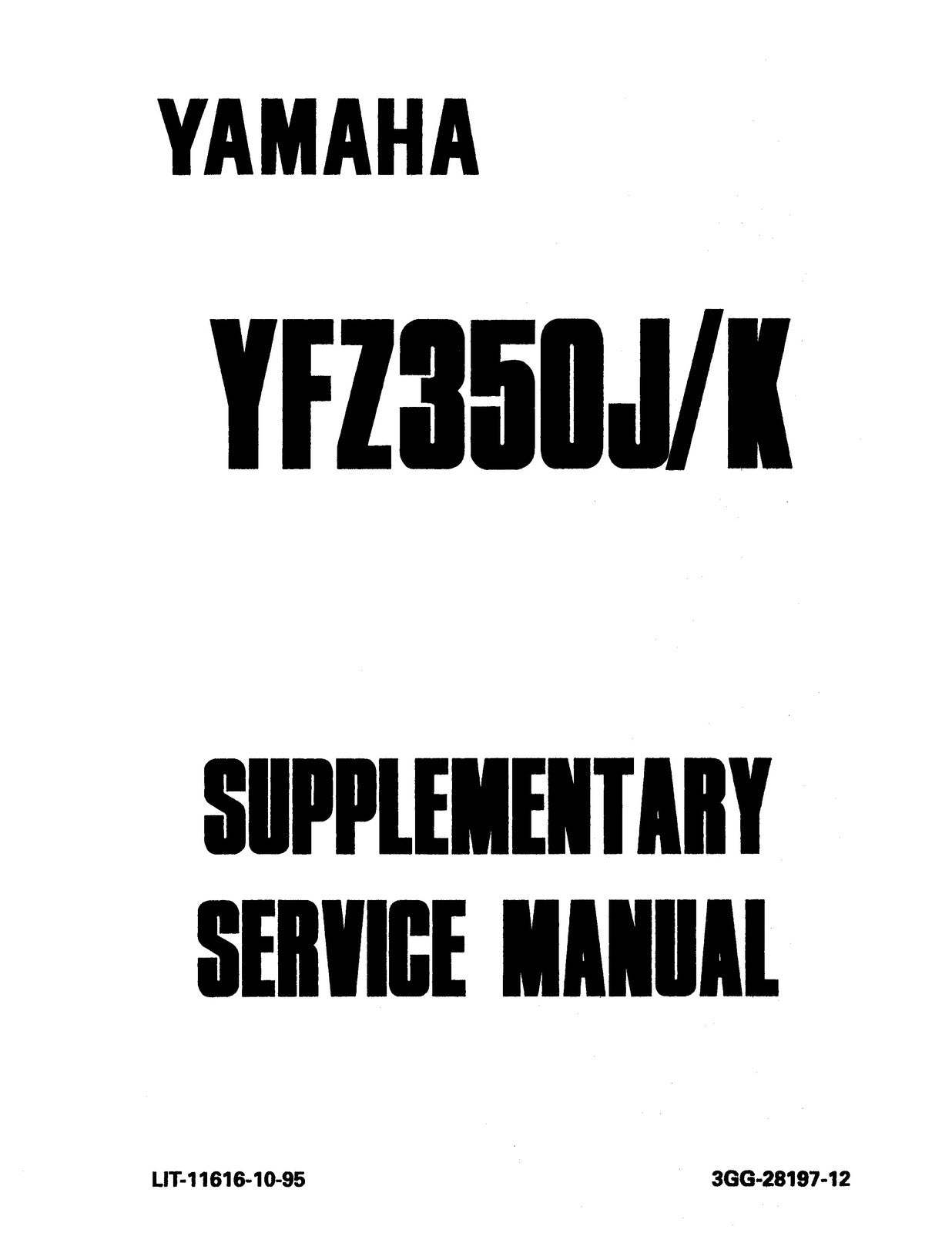 YAMAHA YFZ350 Banshee ATV Service Manual - STEEL WIRE BOUND - PROTECTIVE COVERS