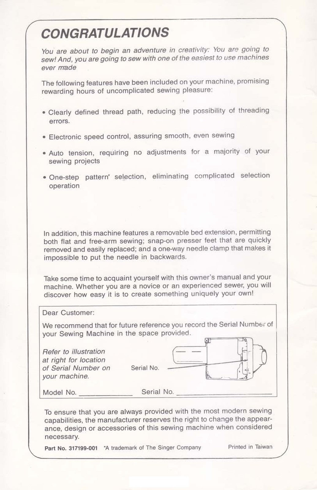 SINGER 9410 10  13 Pattern Sewing Machine Manual - WIRE BOUND - TOUGH COVERS