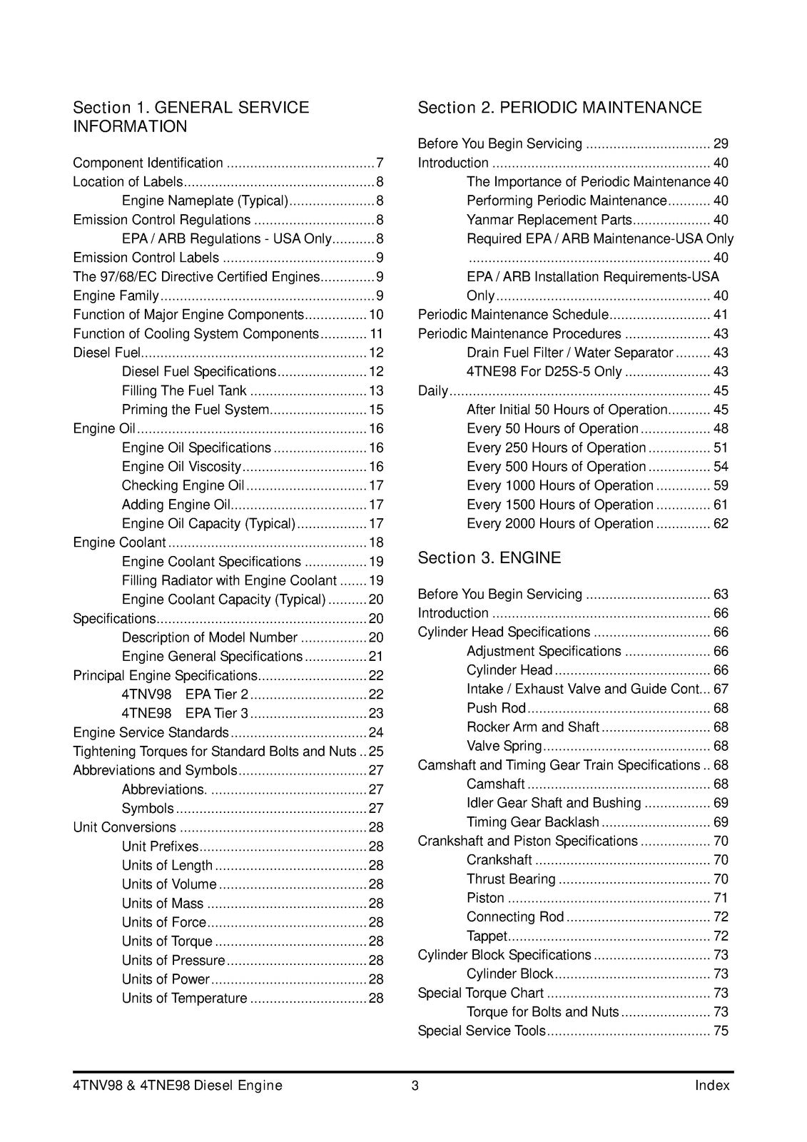 YANMAR 4TNV98 4TNE98 Diesel Engine Service Manual 2008 - WIRE BOUND - COVERS