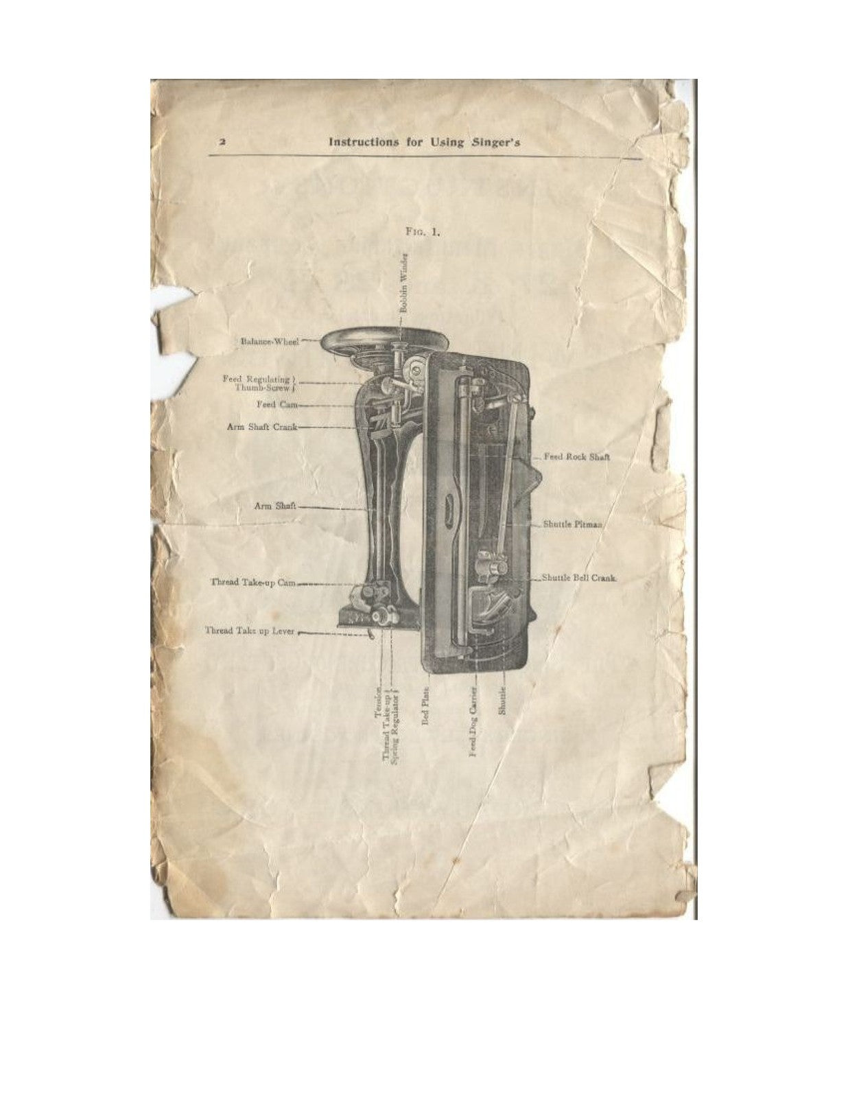 SINGER 27K 28K Vibrating Shuttle Sewing Machine Instruction Manual - WIRE BOUND