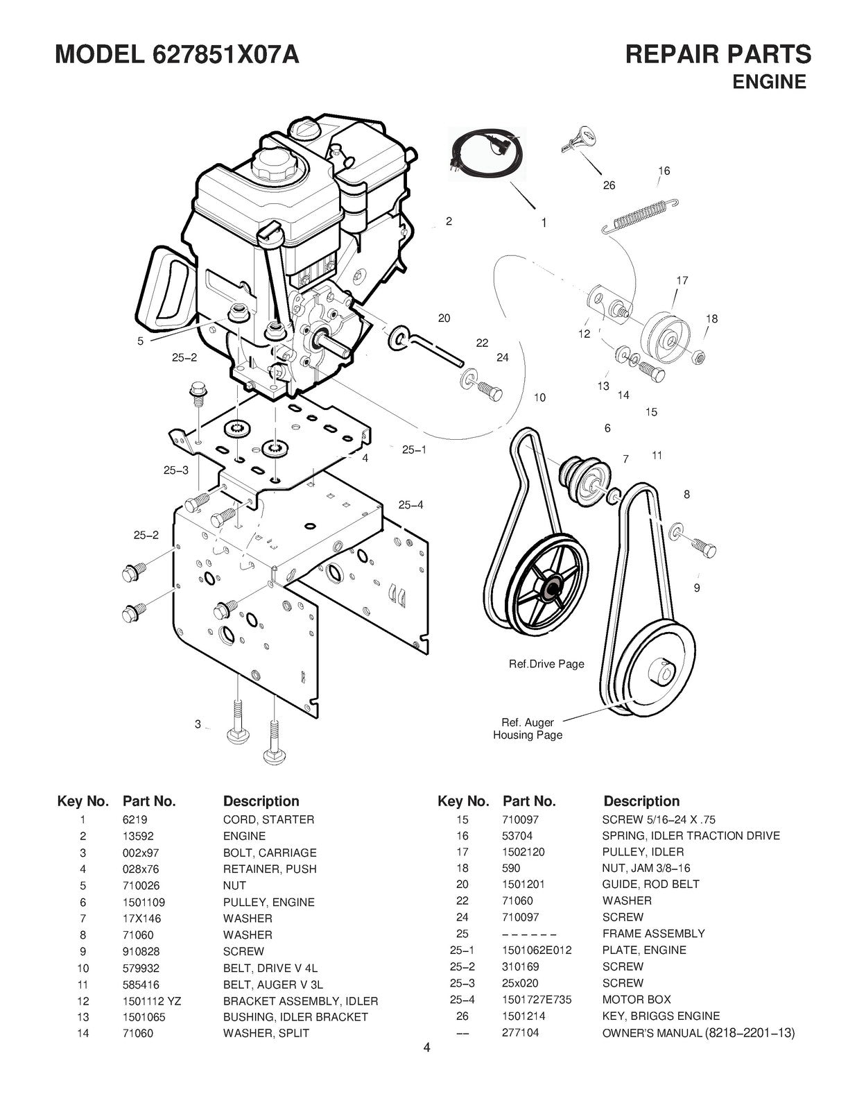 SWISHER 627851X07A Snow Thrower Repair Parts Manual - WIRE BOUND - TOUGH COVERS