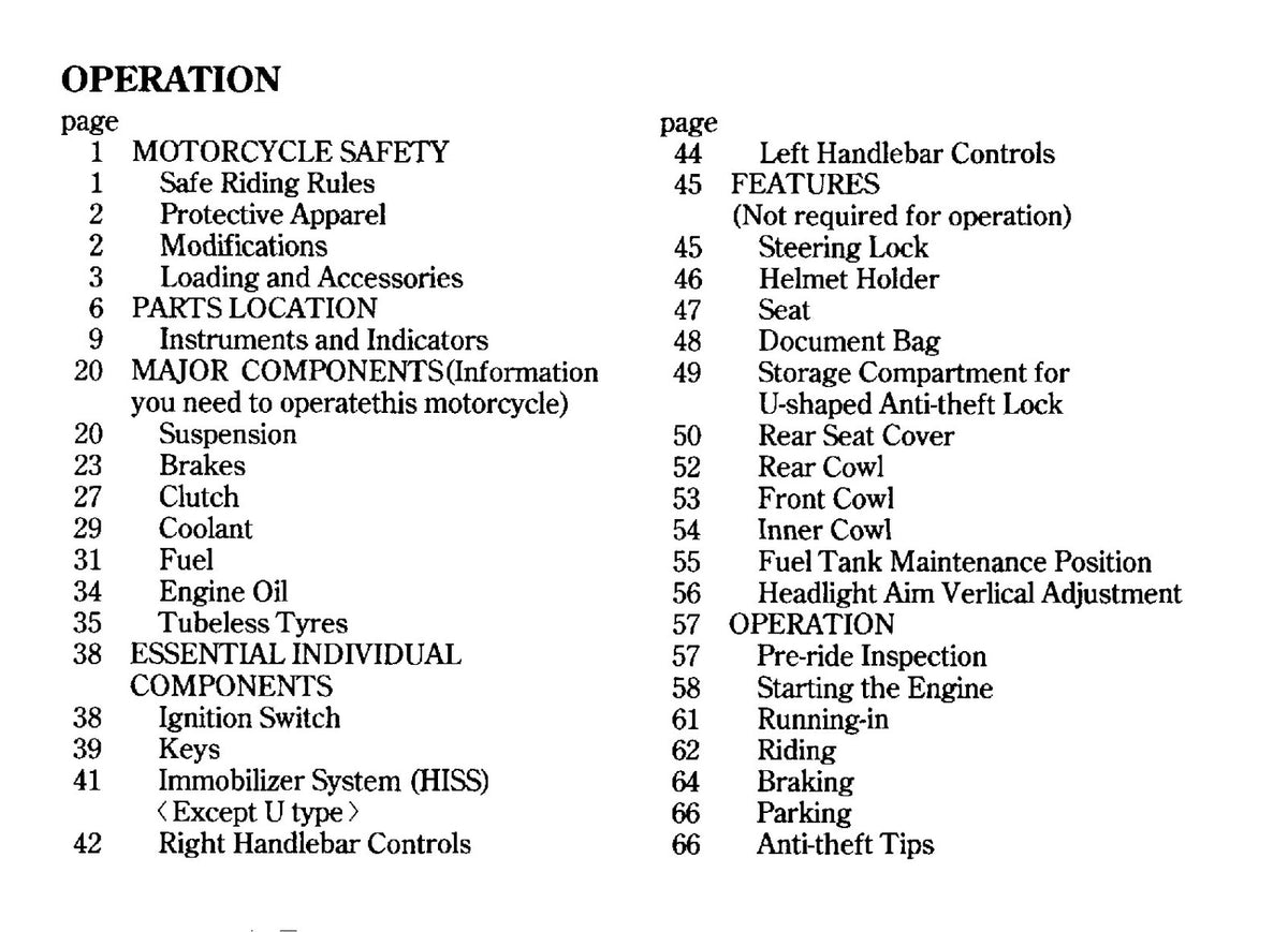 HONDA VFR800FI Owners Manual 2000 - BOUND - COVERS - XL FOLDOUT PAGES