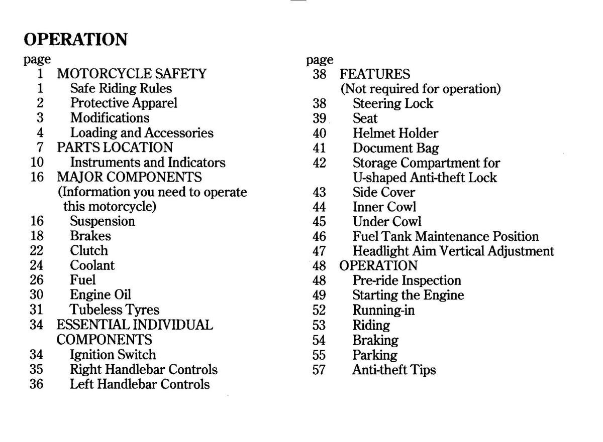 HONDA XL1000V Owners Manual 1998 - BOUND - COVERS - XL FOLDOUT PAGES
