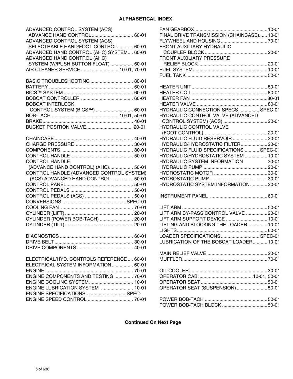 BOBCAT S130 Loader SN 524611001 and up Service Manual, BOUND, COVERS, FOLDOUTS