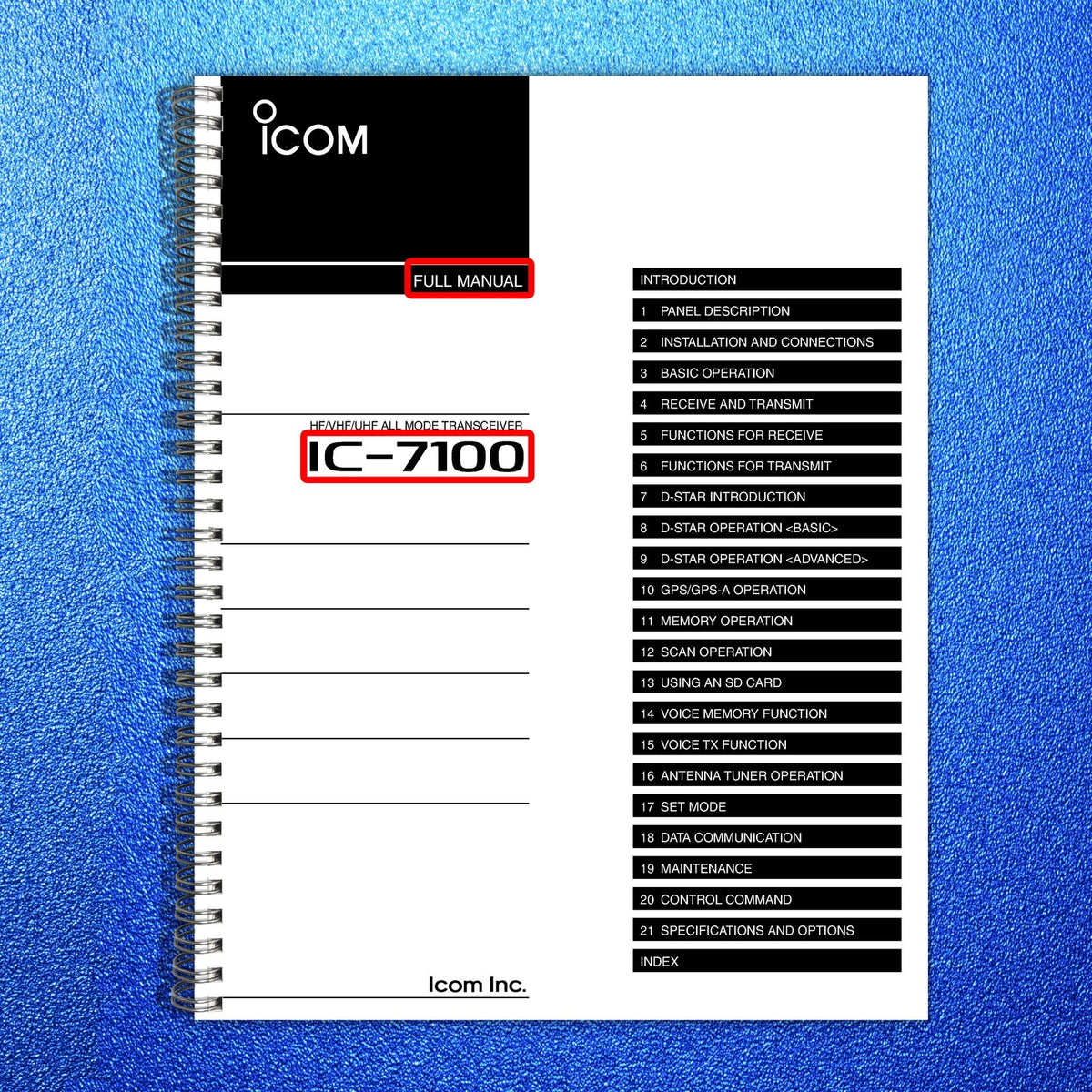 ICOM IC-7100 ID-52A Plus ID-52E Plus Full & Advanced Manual BUNDLE - WIRE BOUND