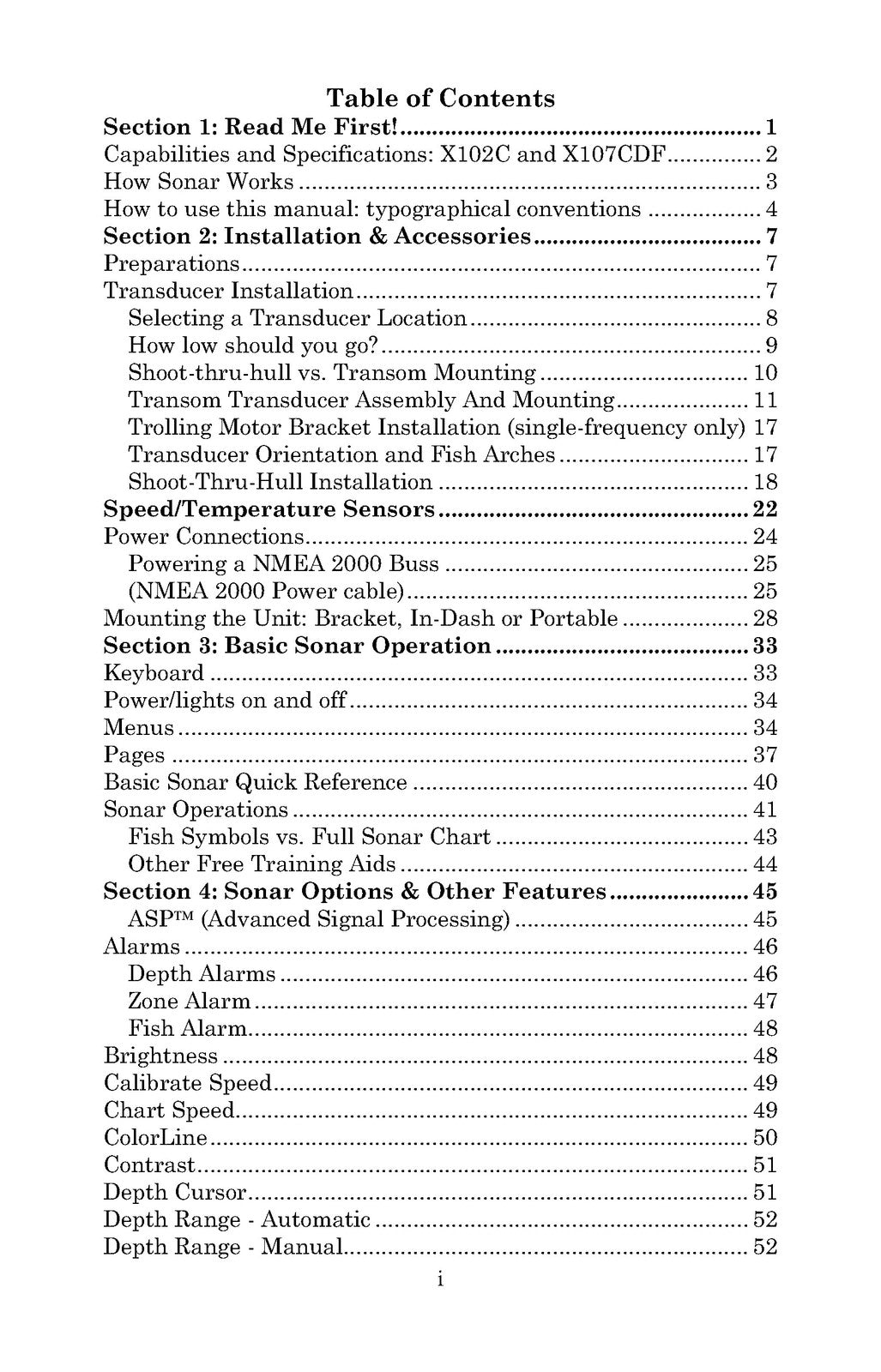 LOWRANCE X102C X107CDF Fish Finder Sonar Operation Instructions Manual 2004