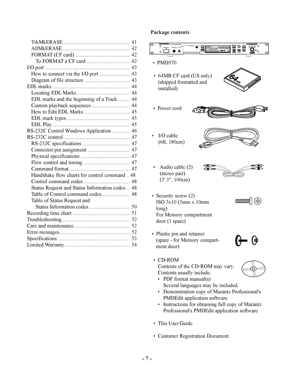 MARANTZ PMD570 Solid State Recorder User Manual - WIRE BOUND - TOUGH COVERS